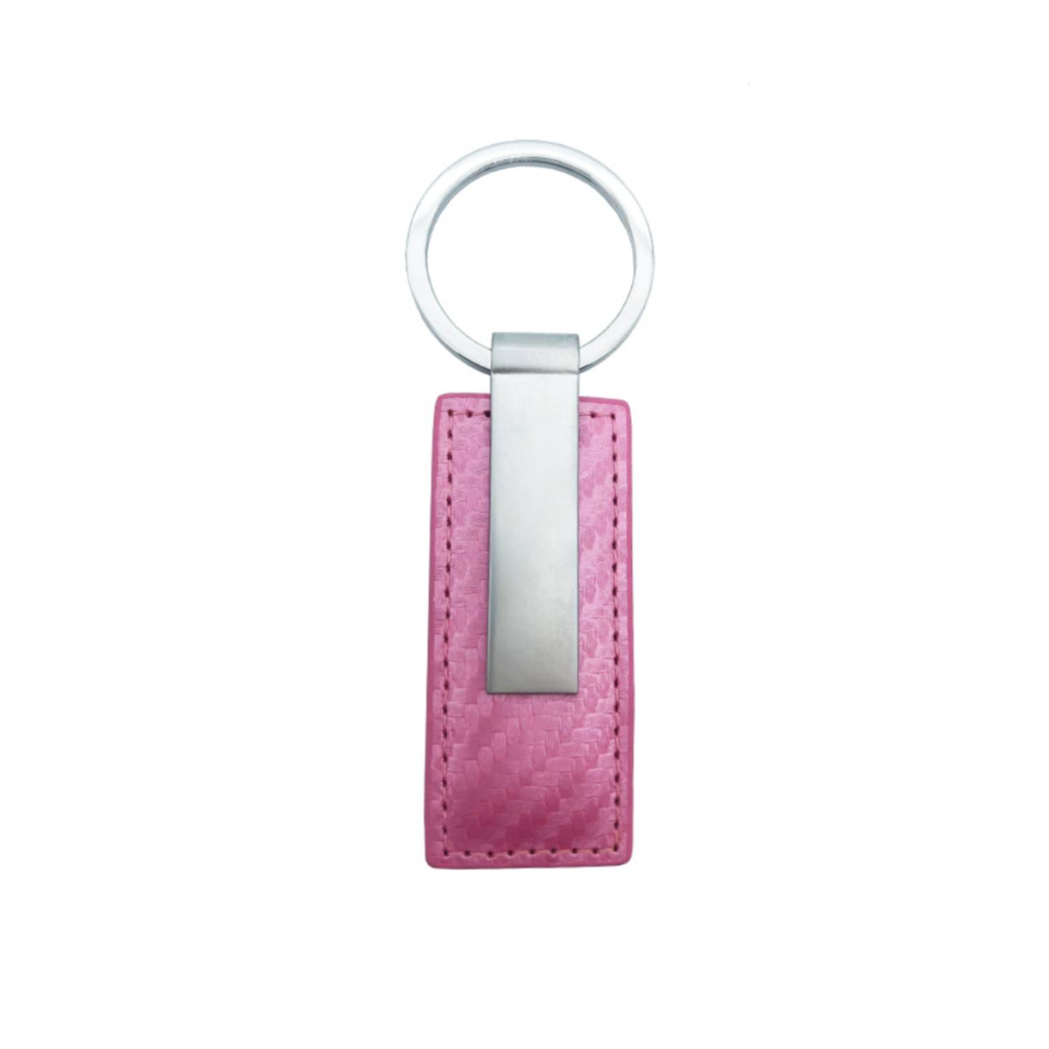 Silver Metal PU Leather Rectangular Keychain 8