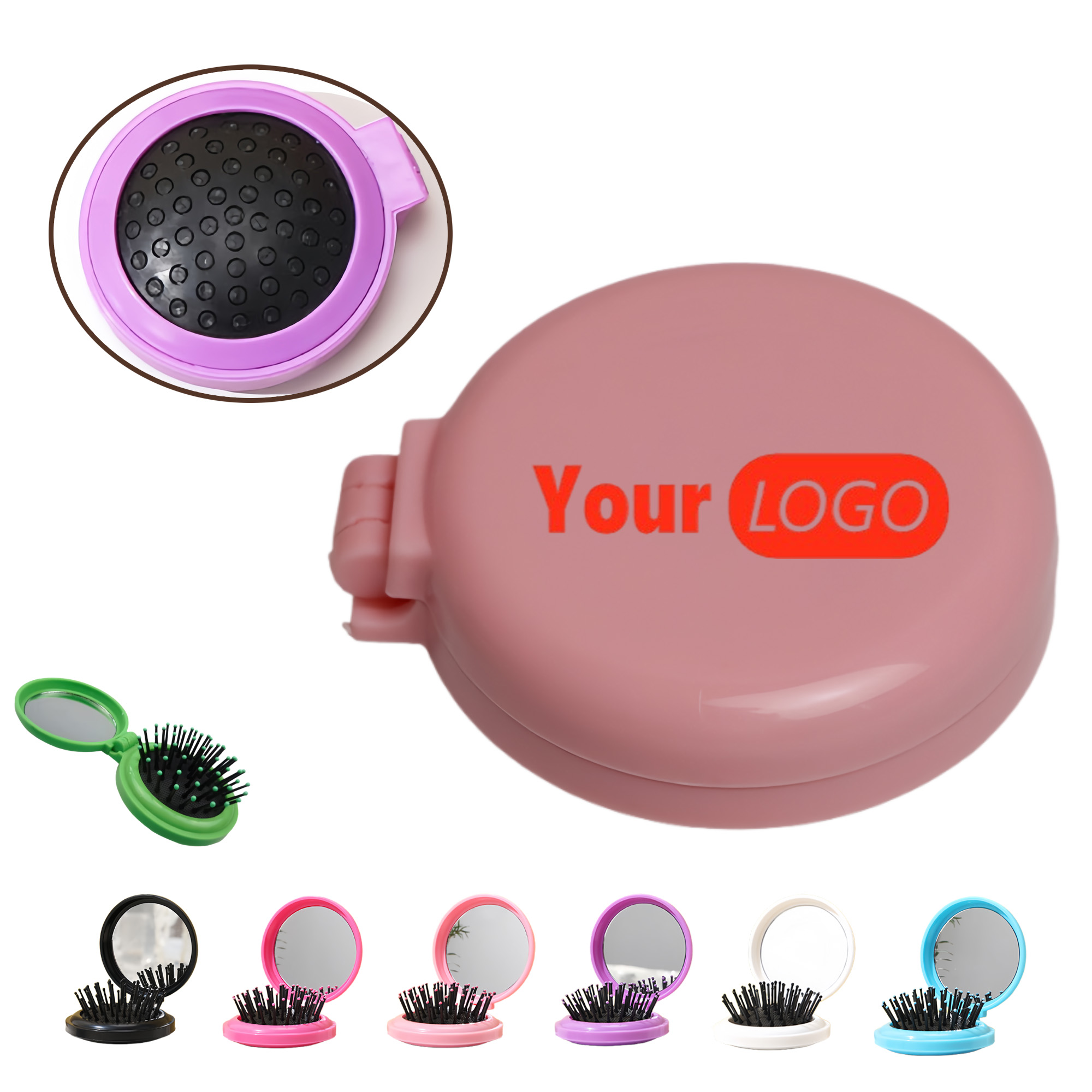 Round Portable Mirror Comb 2
