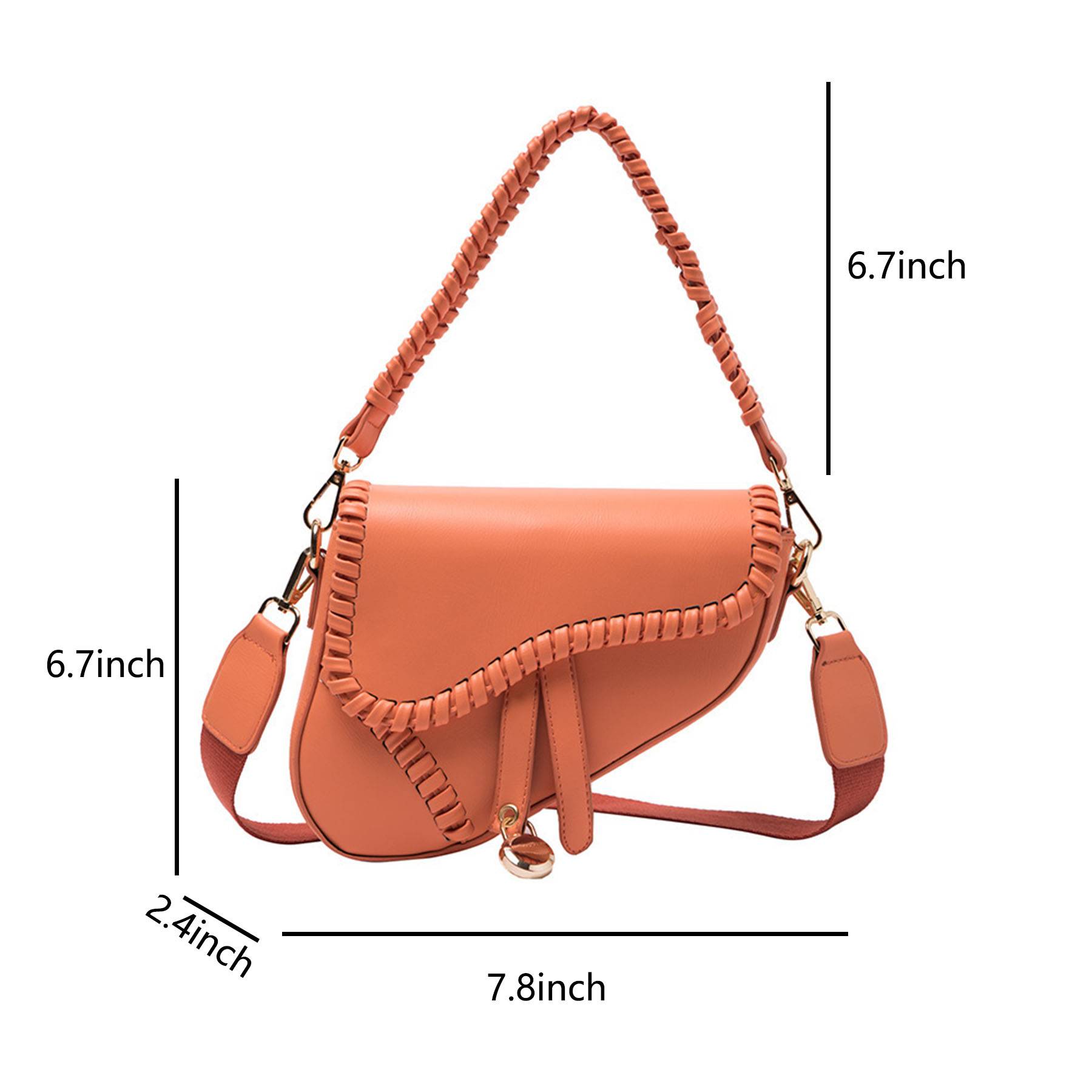 PU Leather Ladies Saddle Handbag Crossbody Bag 3