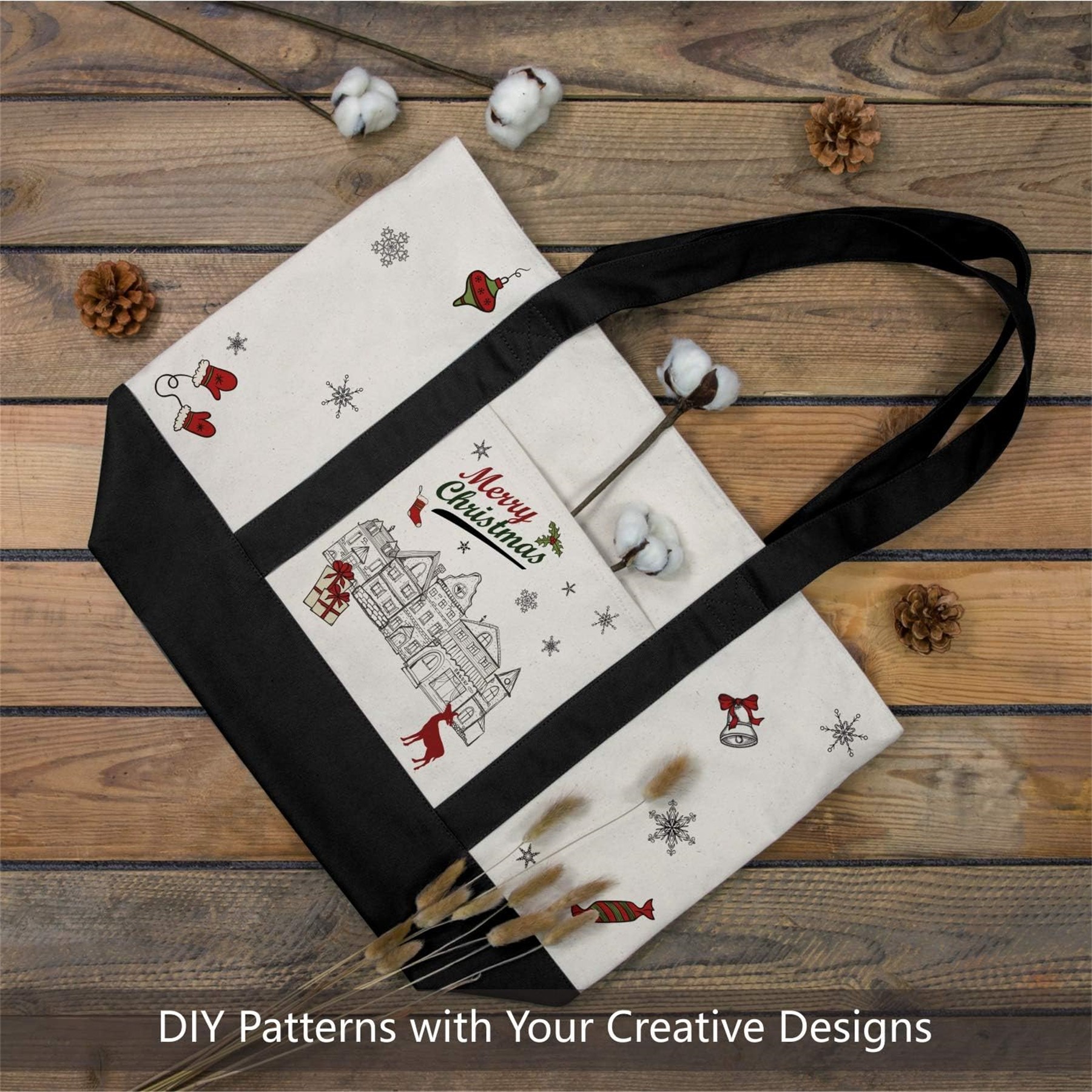 Canvas Tote Bag With An External Pocket, custom tote bag with logo imprint 1