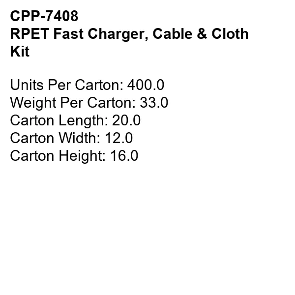 RPET Fast Charger, Cable & Cloth Kit 13