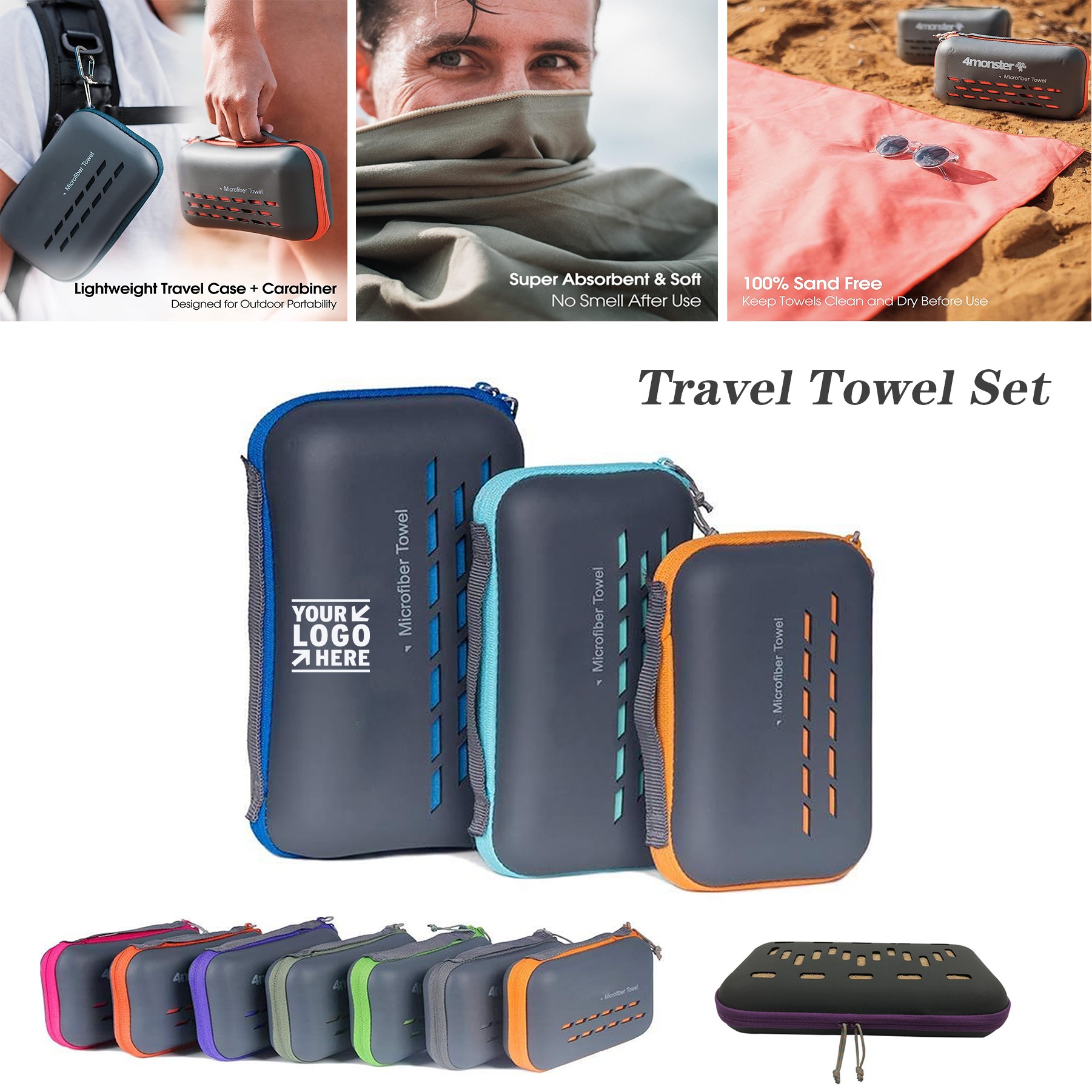 Camping Hiking Super Absorbent Fast Dry Ultra Soft Microfiber Travel Towel for Beach Sports Case 2