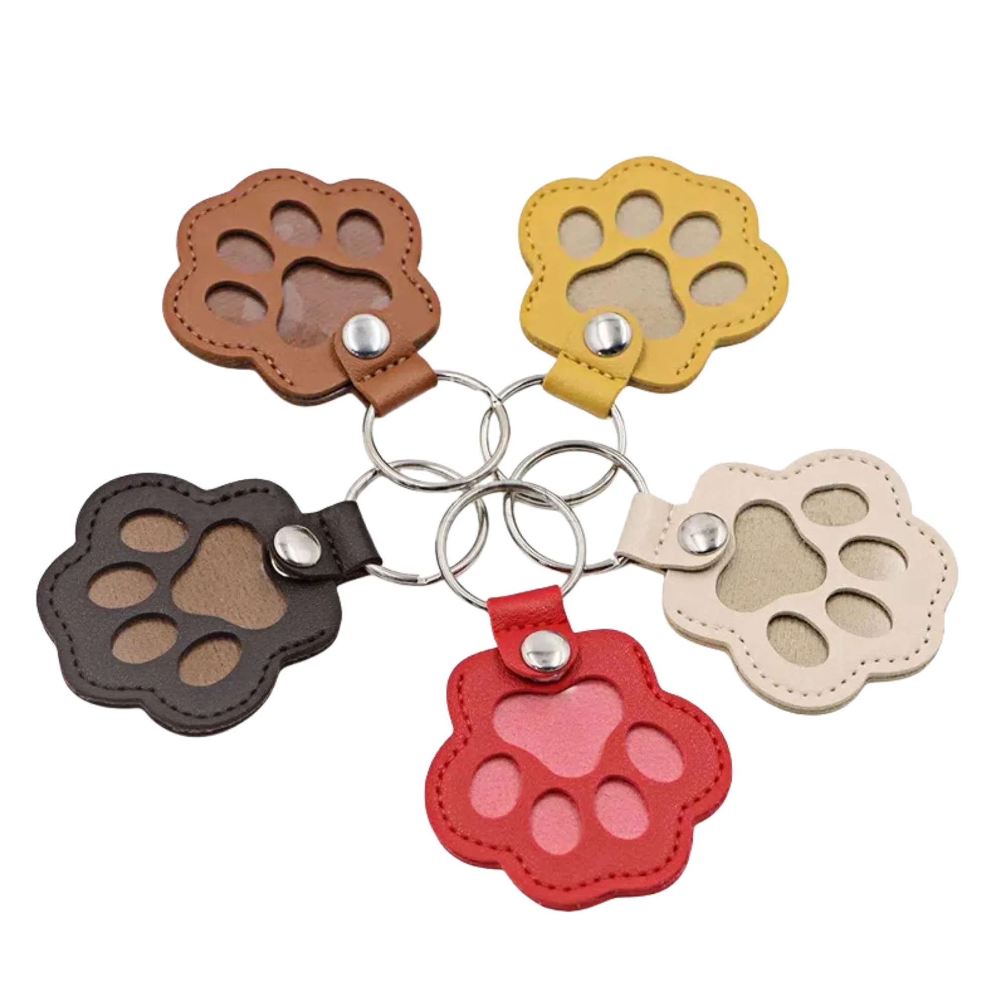 Pet Hair Paw Shape Keepsake Leather Keychain 11