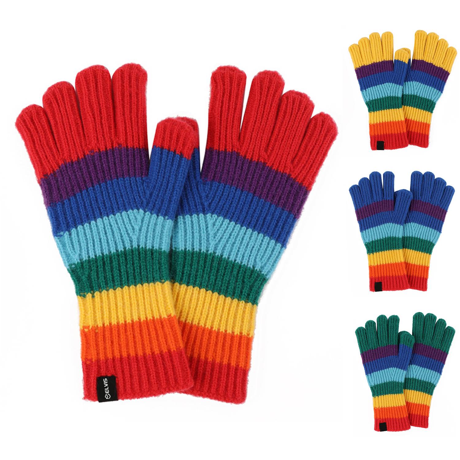 Rainbow Striped Knitted Warm Gloves 10