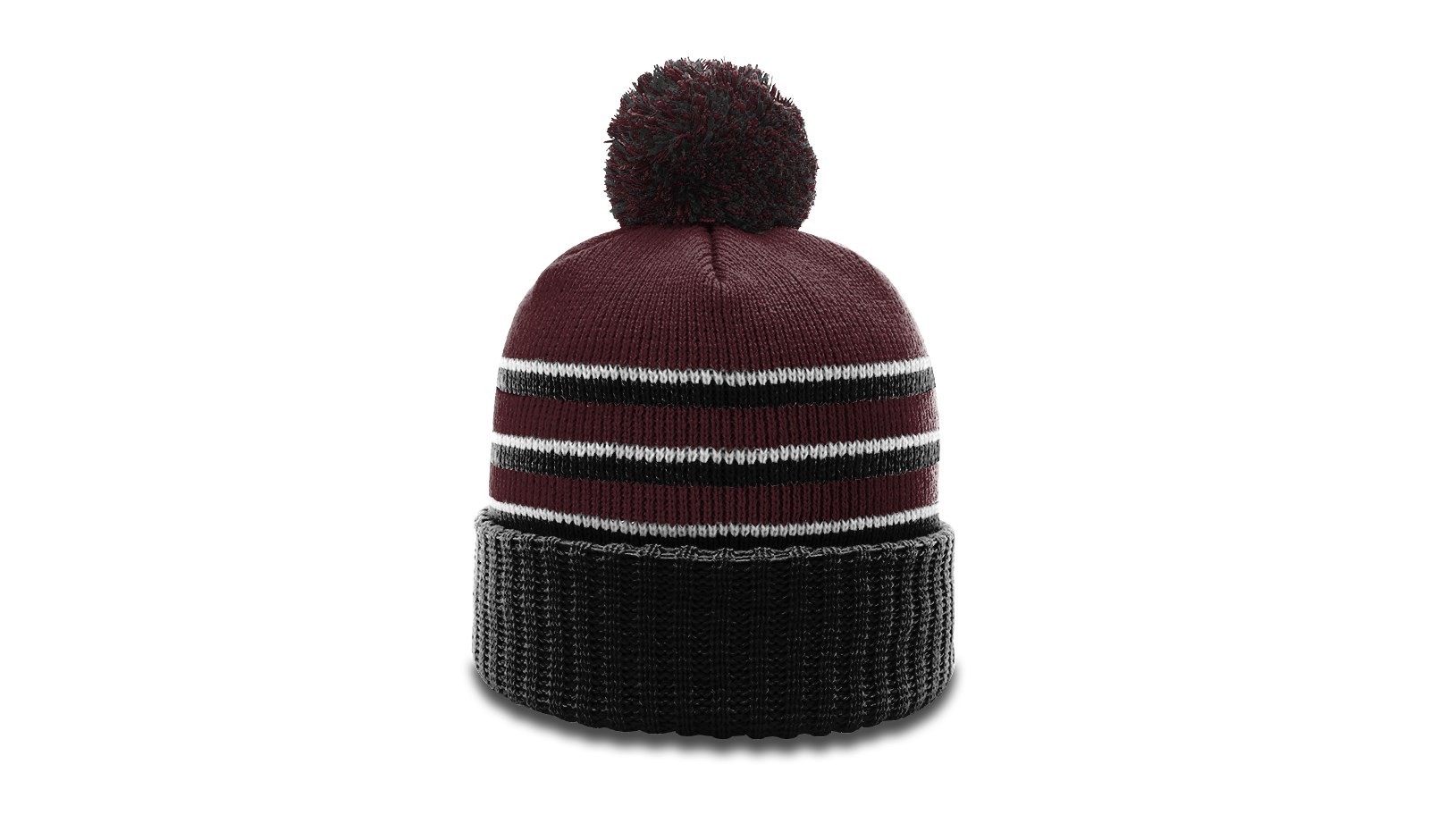  Striped Beanie with Cuff & Pom 10