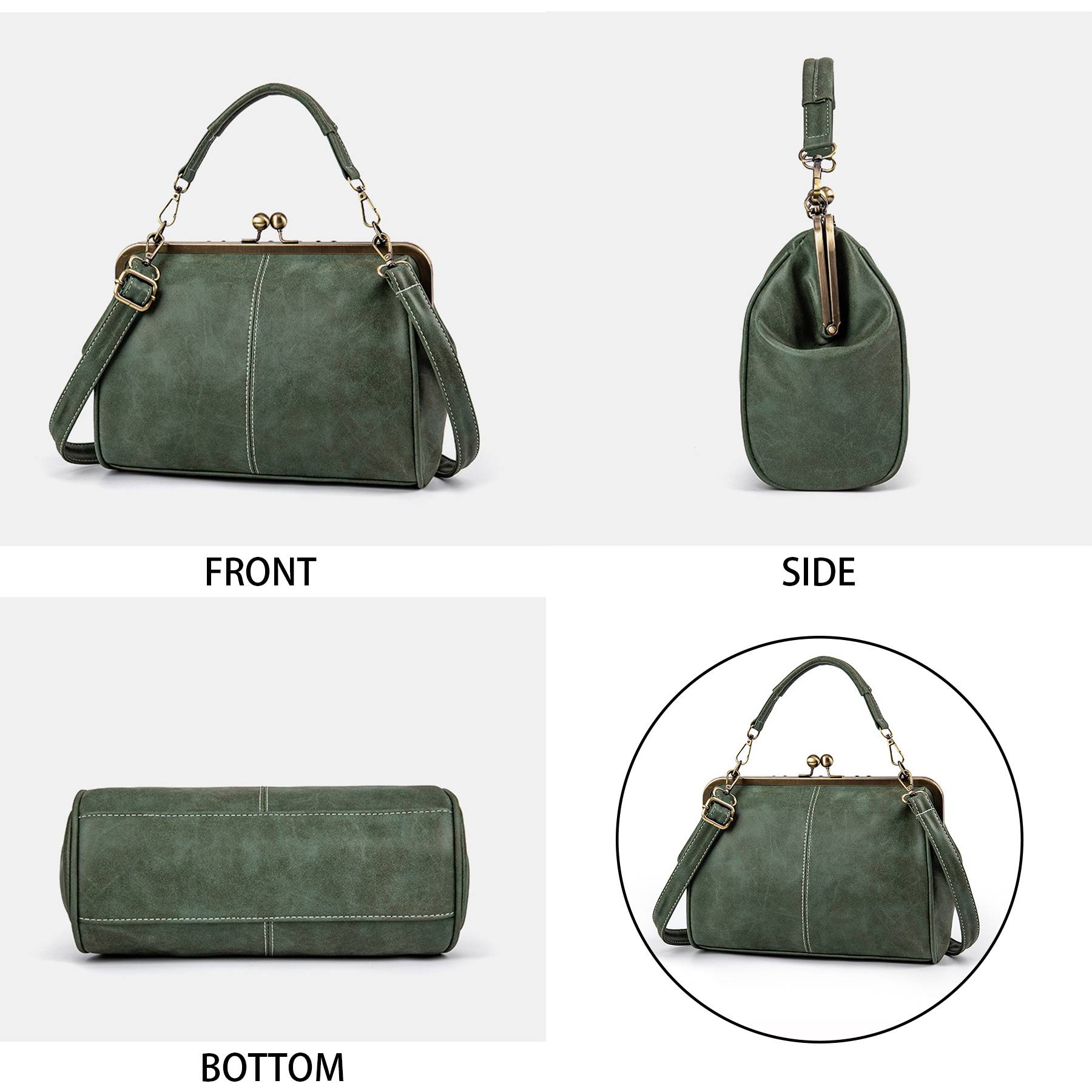 PU Leather Matte British Vintage Messenger Tote Bag 9