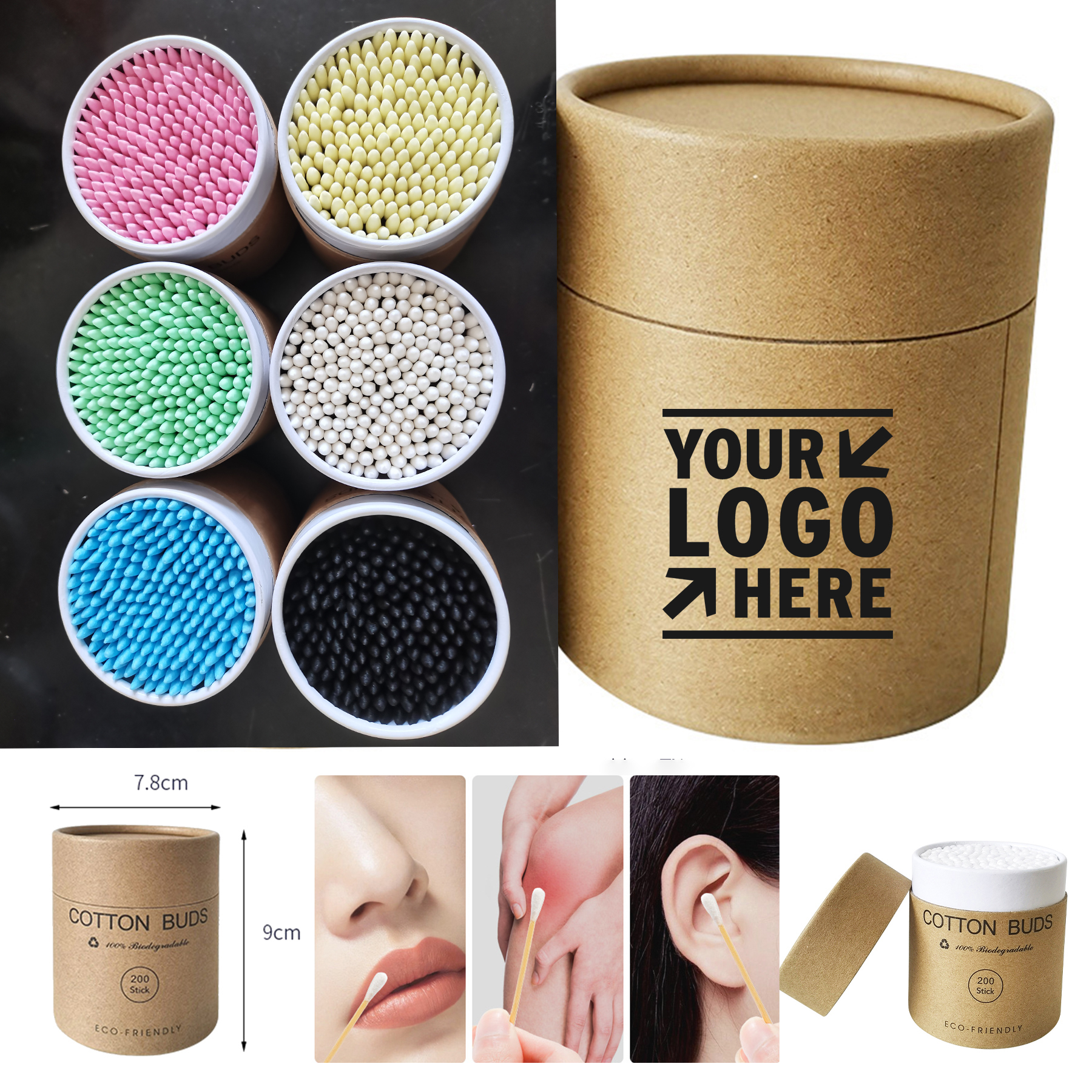 Eco Friendly Bamboo Cotton Swabs 200 Sticks