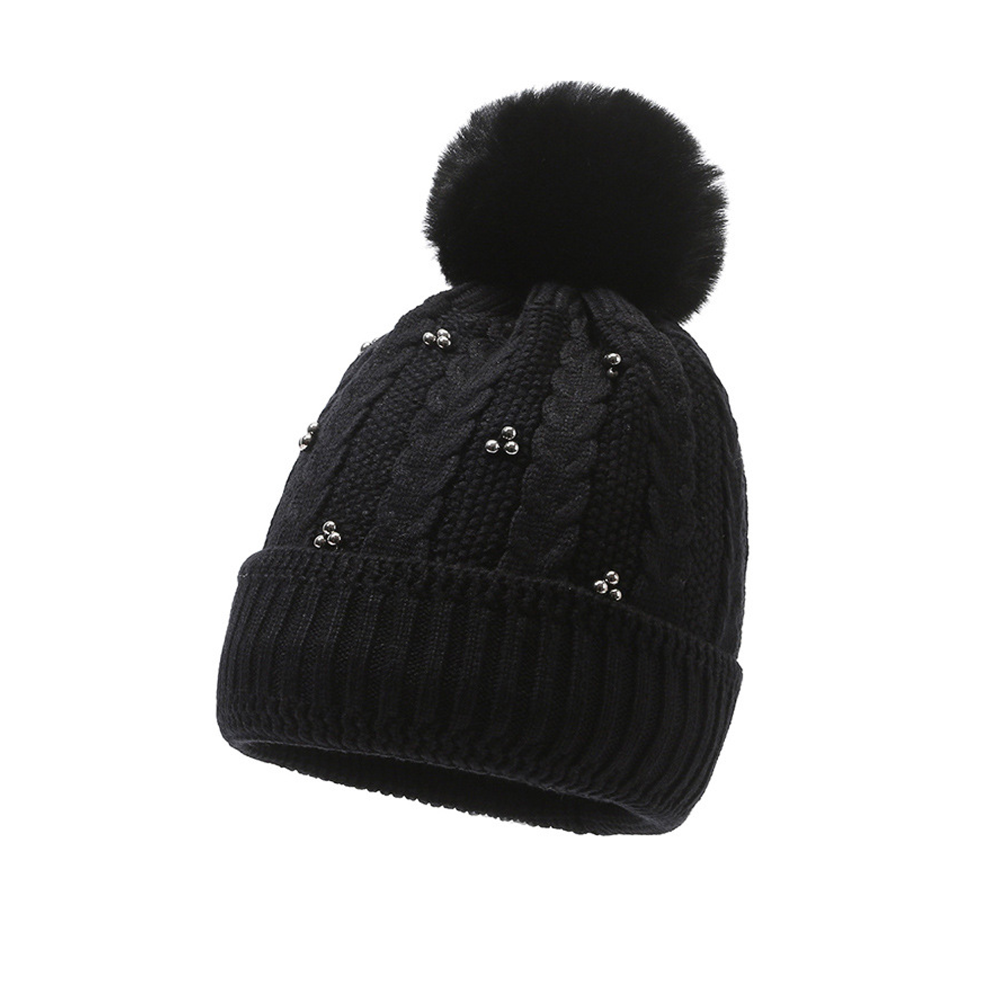MOQ50 Women's Cold-Proof Knit Hat (Plush Balls) 5