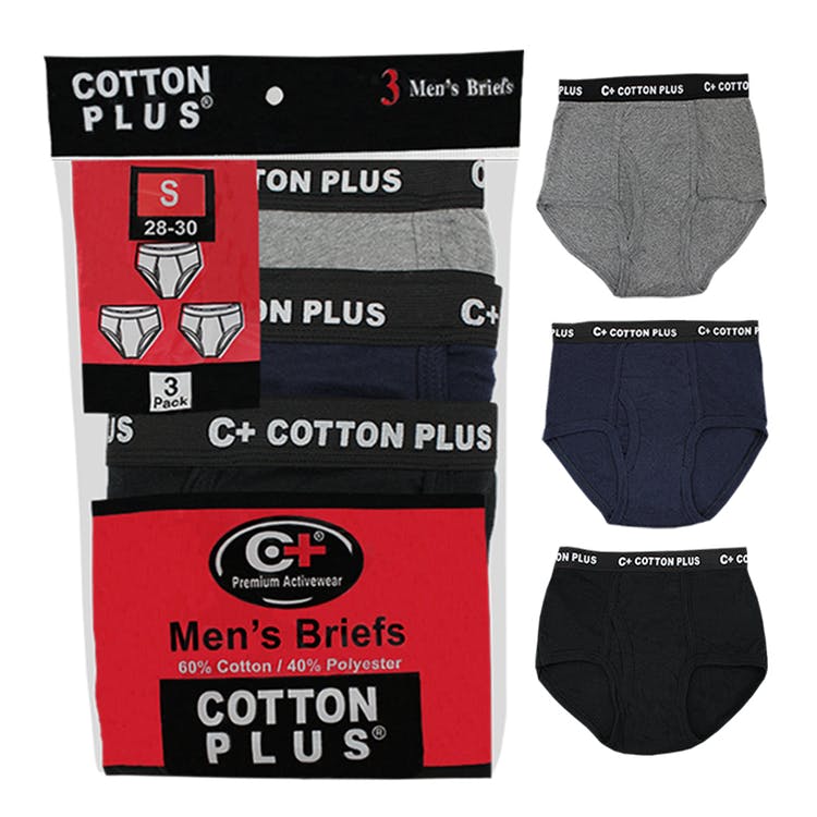 Cotton Plus Men's Briefs Assorted Large 3 Pack 2