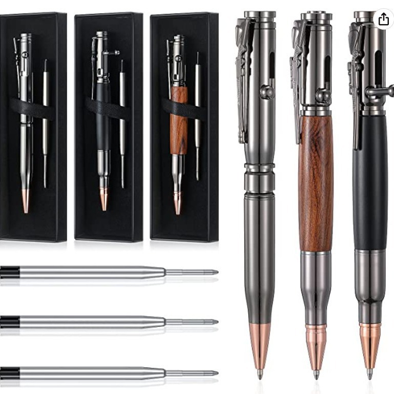 Bolt Action Pen Wood Ballpoint Bullet Shaped 3