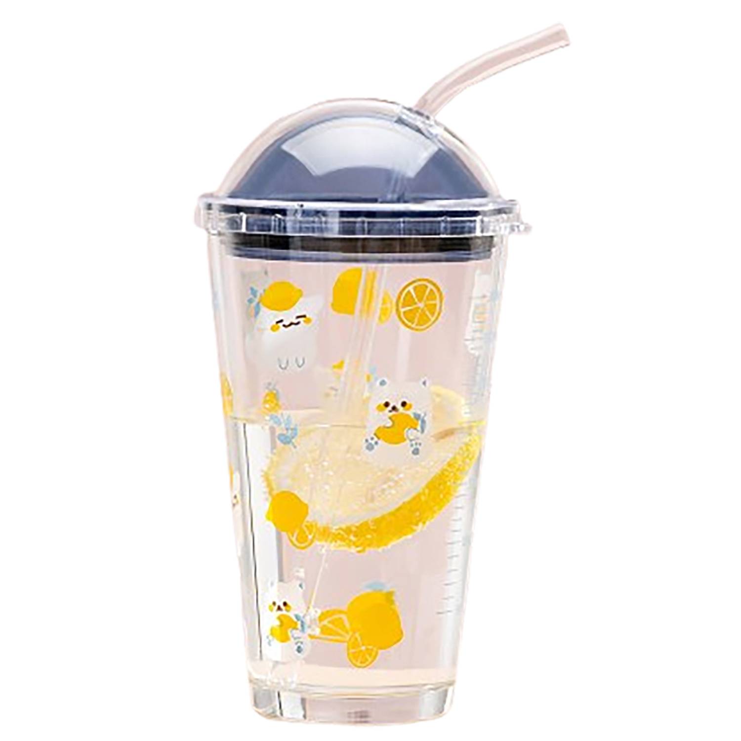 16oz Heat-Resistant Glass Cup w/ Straw 3