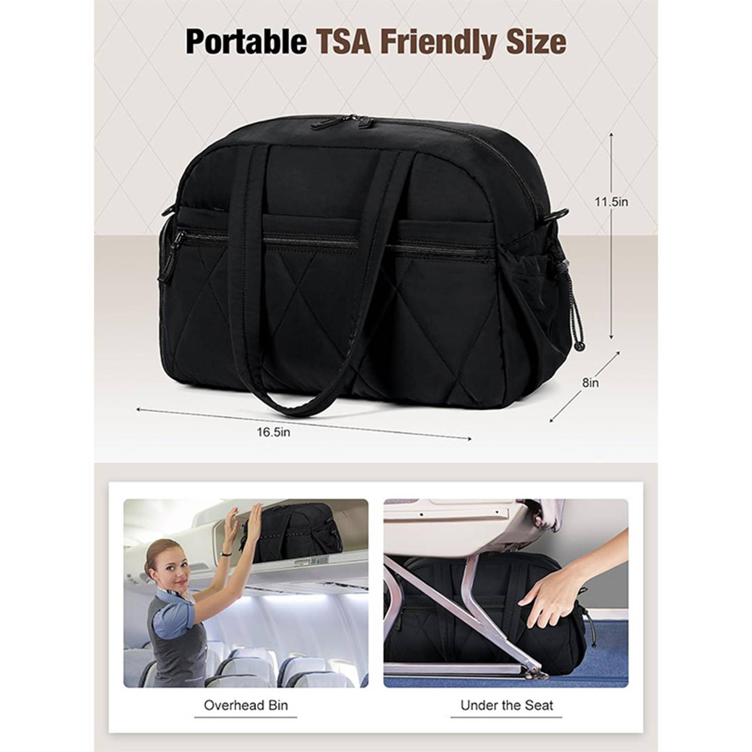 Puffer Nylon Gym Duffel Bag w/ Shoe Compartment 6