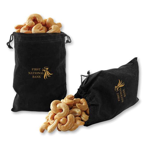 Extra Fancy Cashews in Black Velour Gift Bag