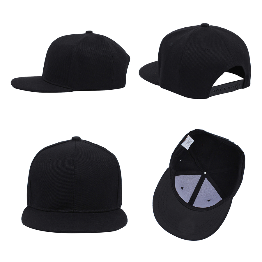 Stock Solid Color Polyester 6-Panel Flat Visor Cap 14