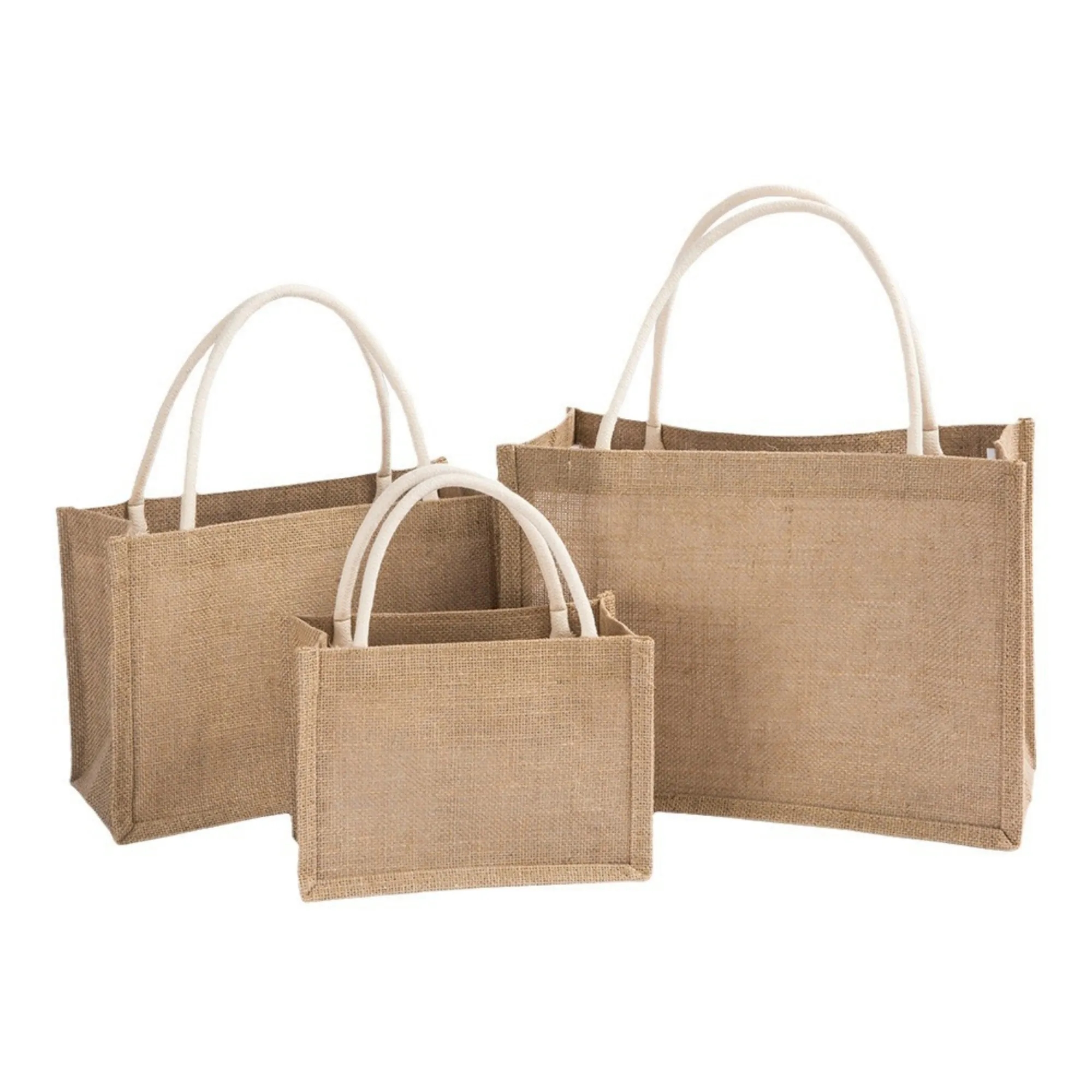 Eco Natural Jute Reusable Tote Bag, custom tote bag with logo imprint 2