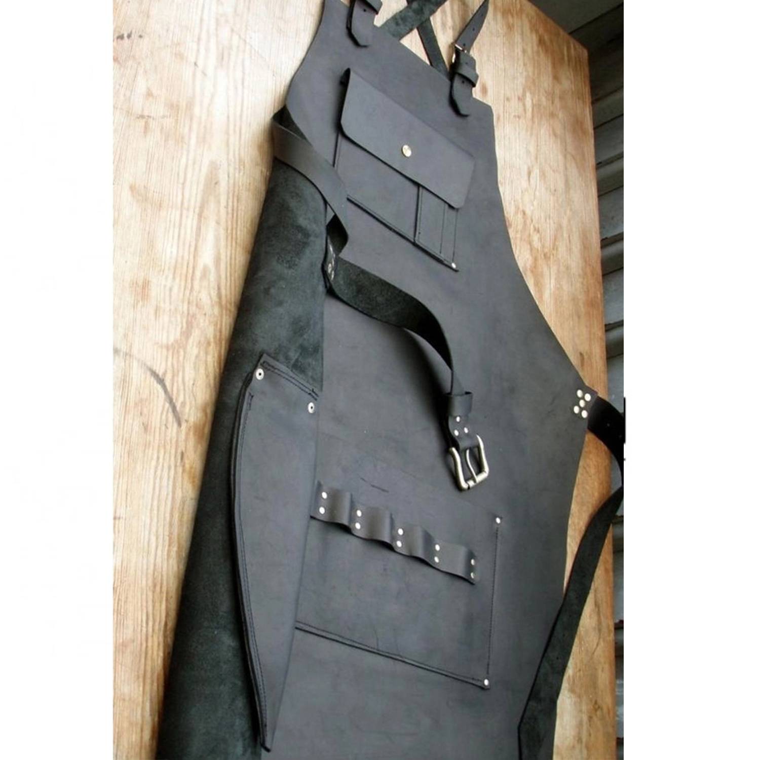 PU Leather Custom Work Apron W/ Tool Pockets 4