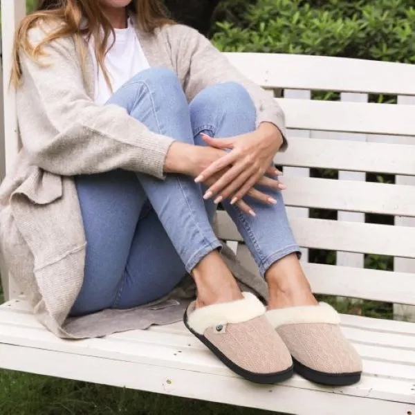 Ecetana Women's Warm Knit House Slippers with Memory Foam 4