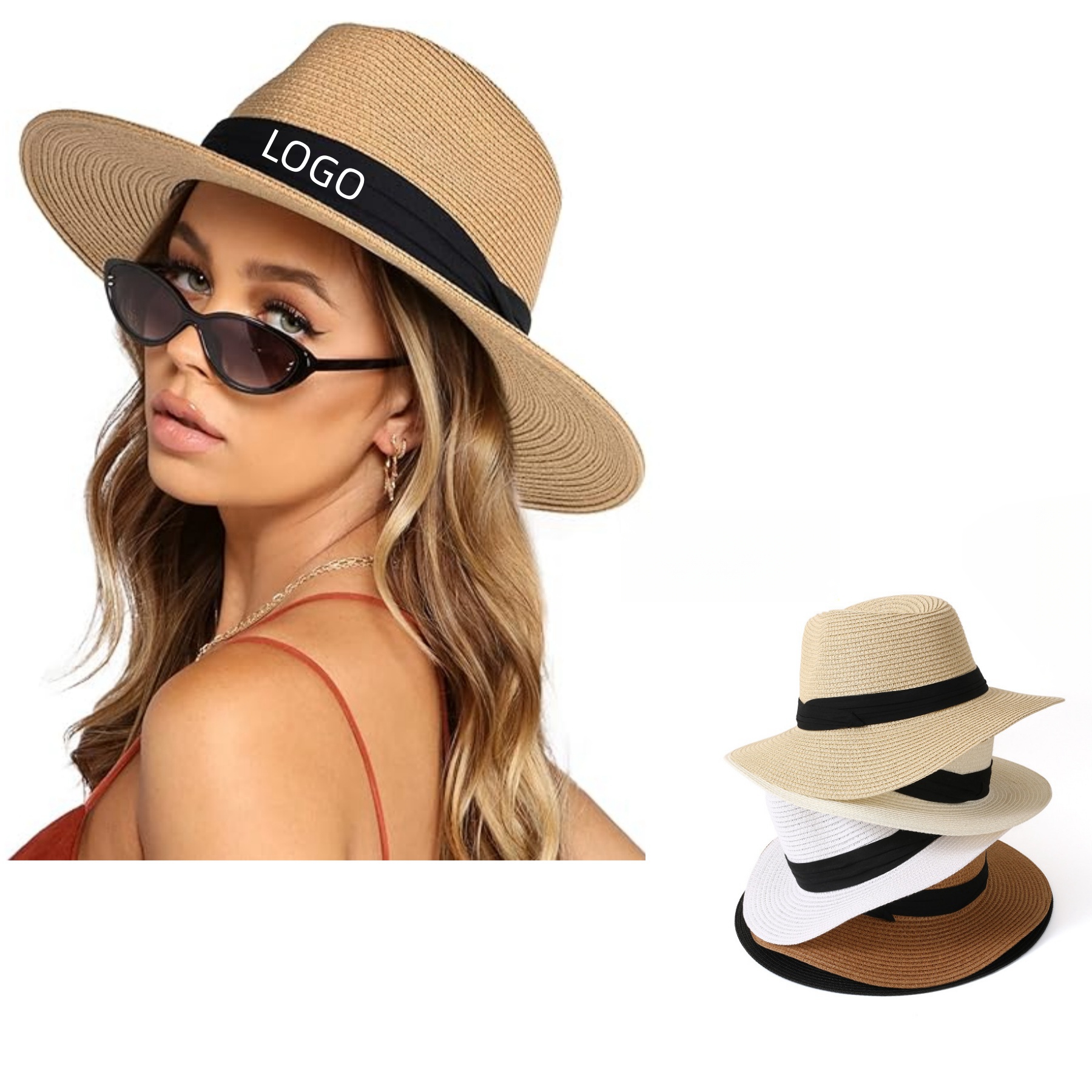 Womens Mens Wide Brim Straw Panama Hat 1