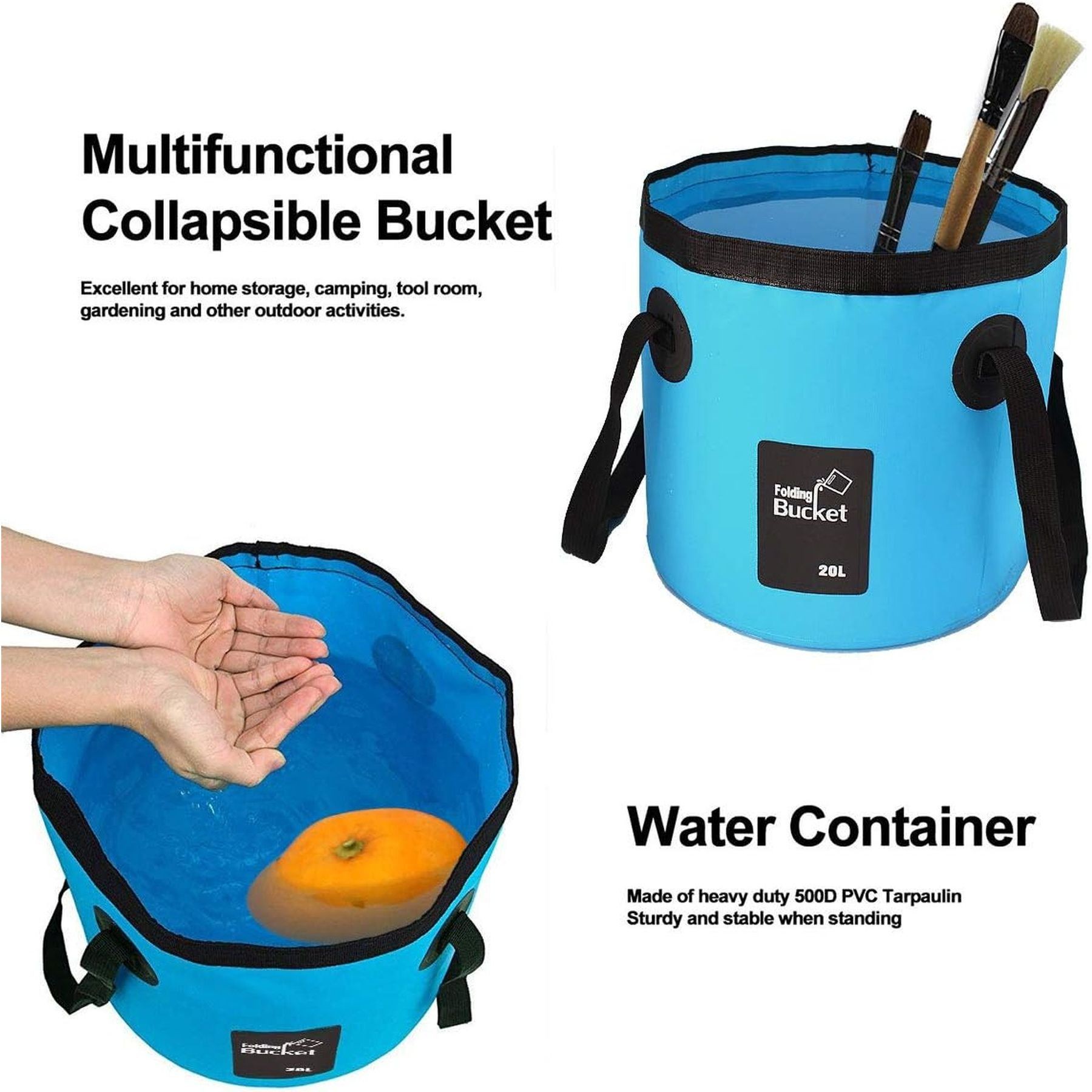 5 Gallon Collapsible Bucket With Handle Water Container 13