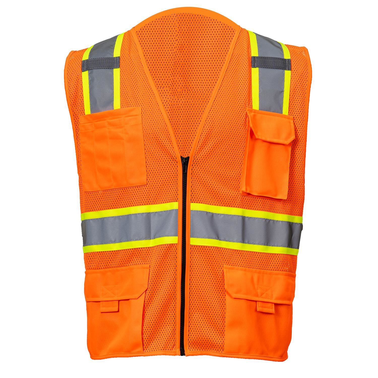3.8 Oz. Polyester Class 2 Reflective Safety Vest With 4 Pockets & Dual Mic Tabs