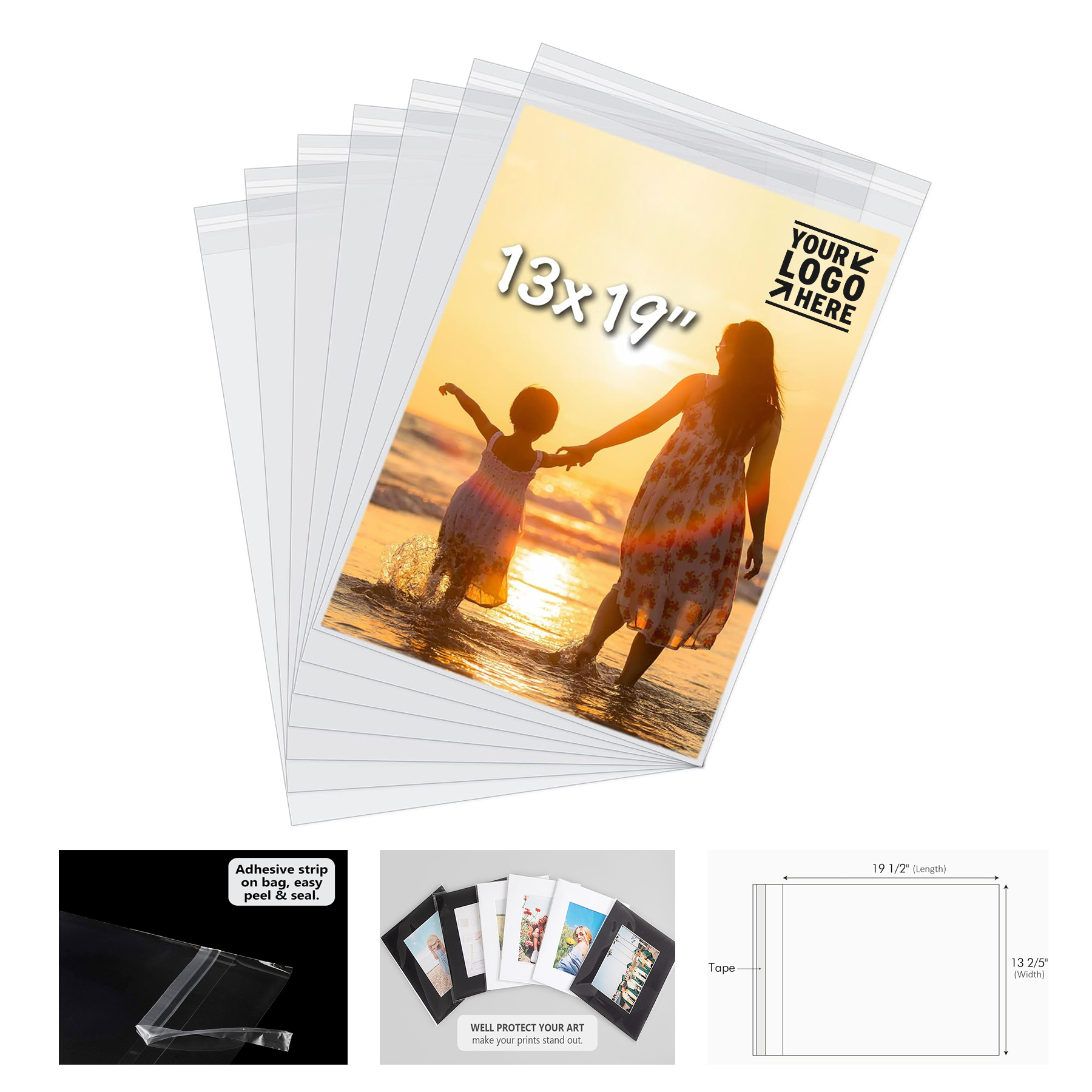 13"x19" Acid-Free Sleeves Storage Crystal Clear Bag 2