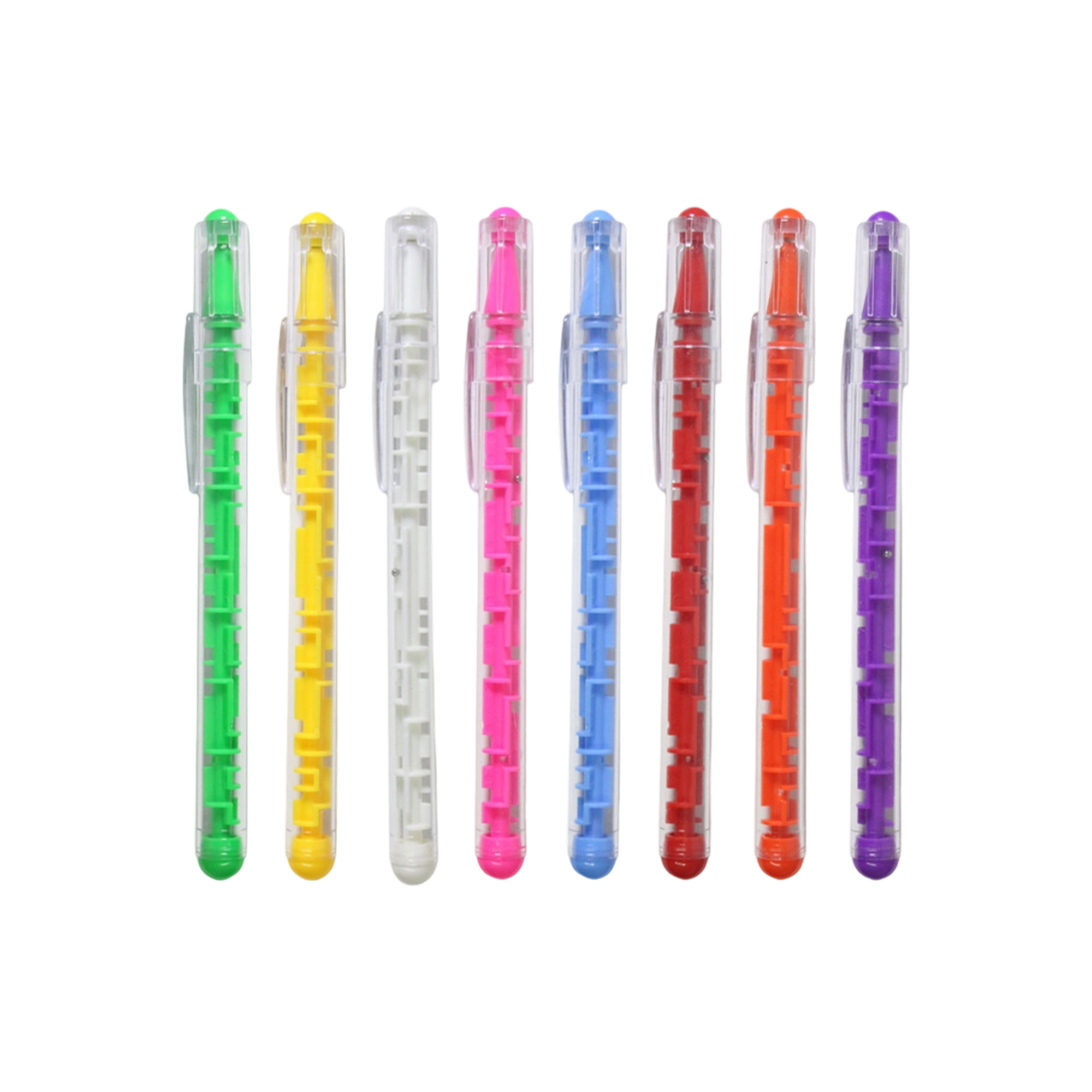 Plastic Ballpoint Pen With Colorful Maze Design Novelty Style 3