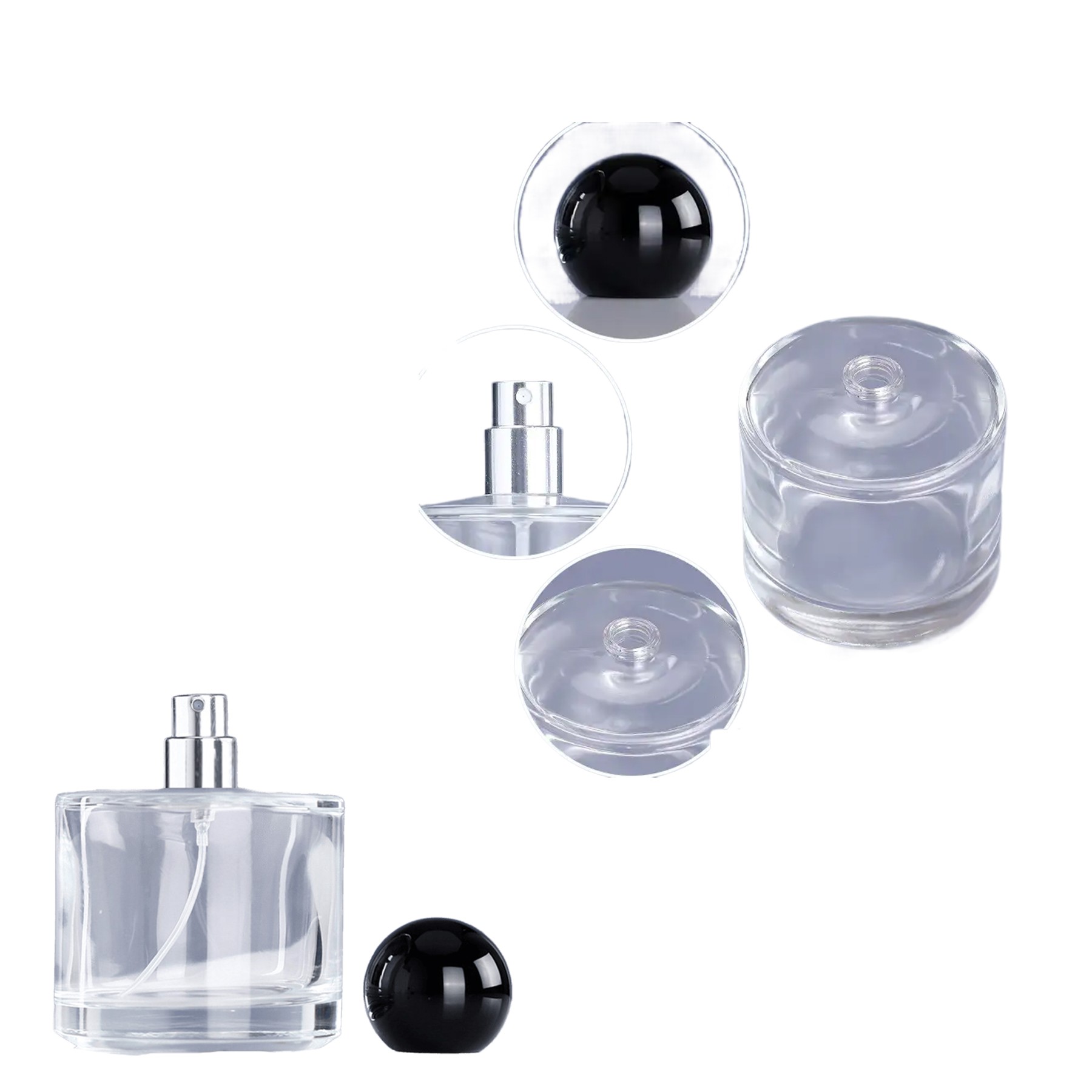 50mL Transparent Perfume Refillable Glass Spray Bottle 2