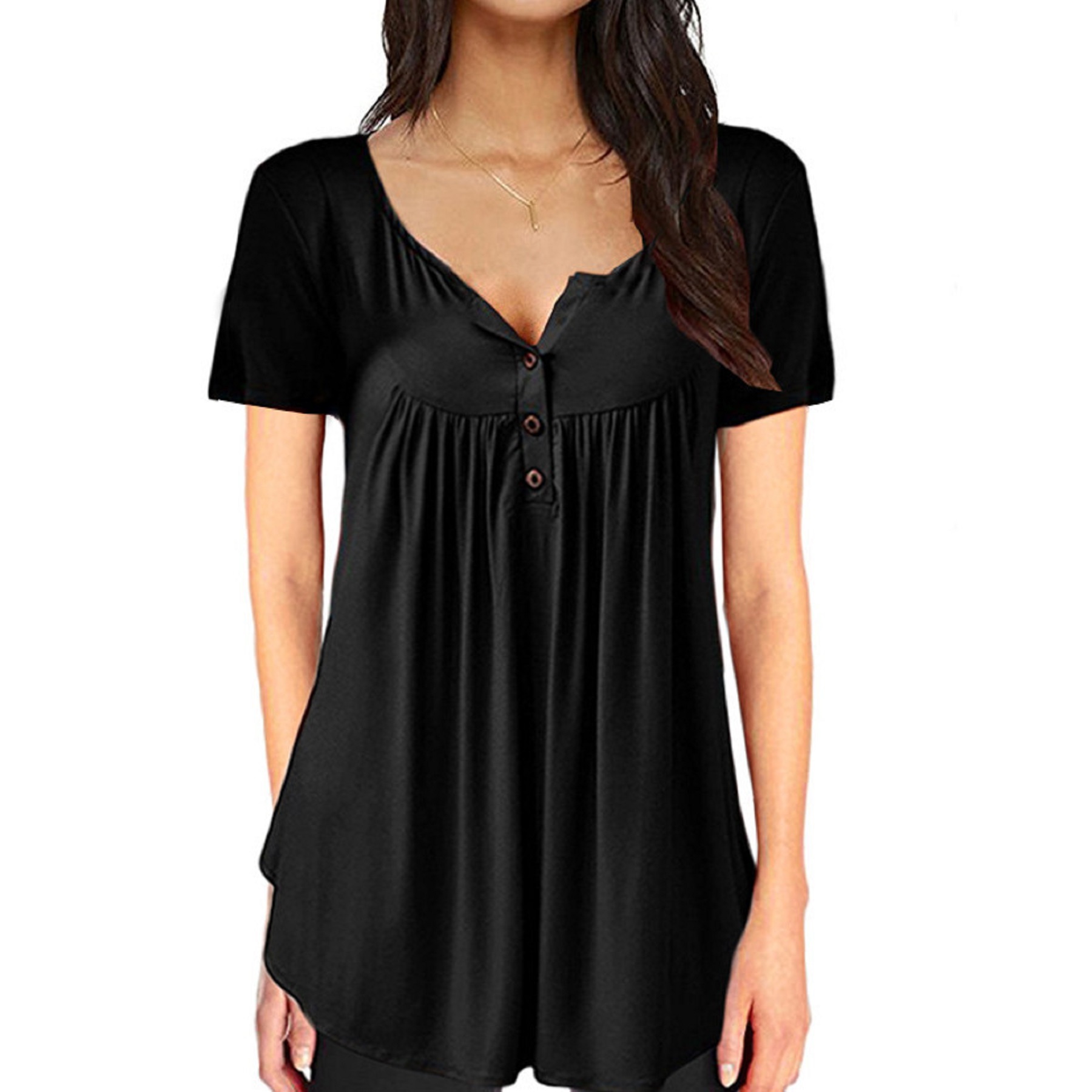 Women's Long Sleeve Henley Shirt Casual Button Up Tunic Tops 5