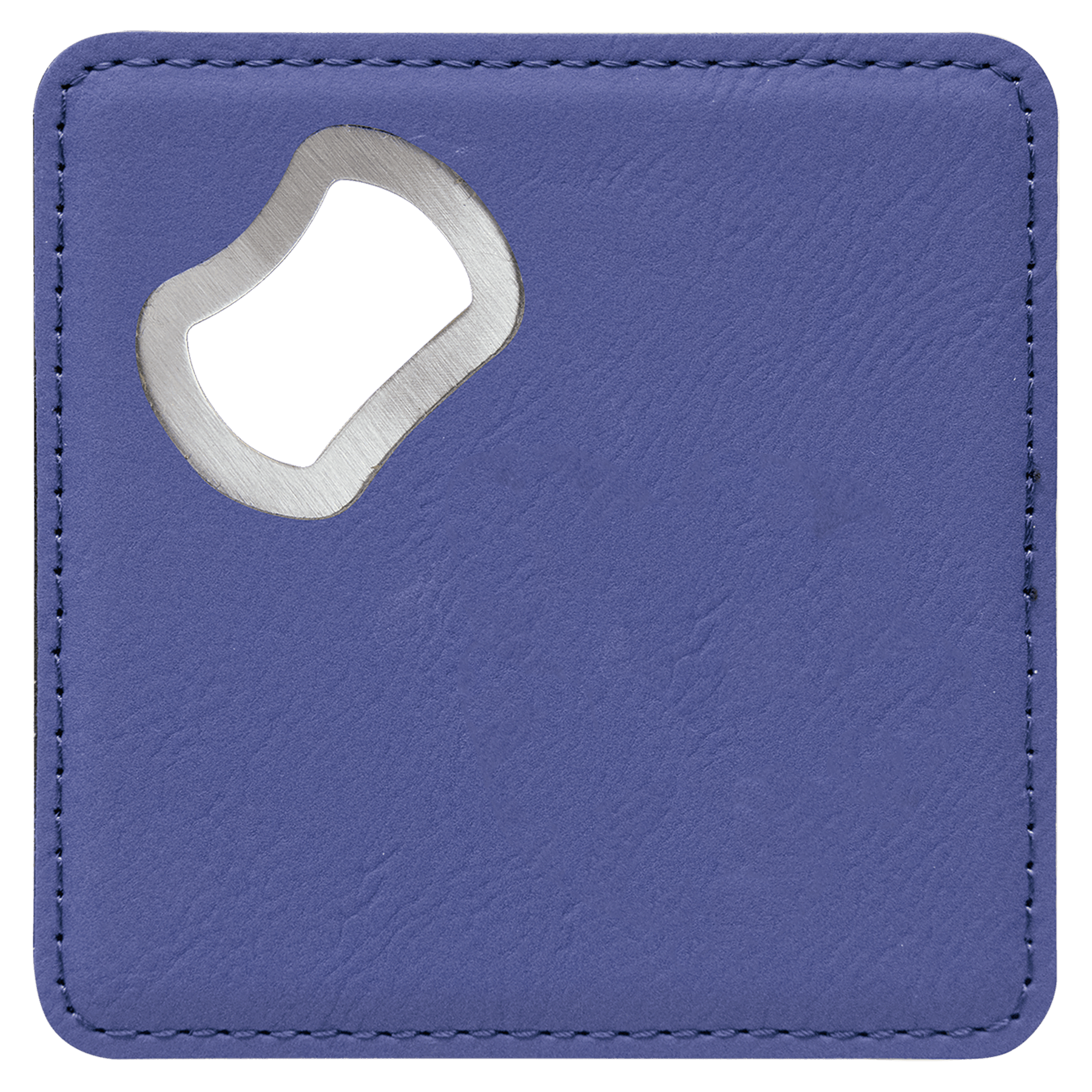 4" x 4" Square Purple Leatherette Coaster w/ Bottle Opener 2