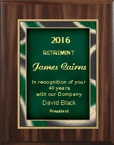 7" x 9" Walnut Finish Plaque with a Green Artist Plate 2