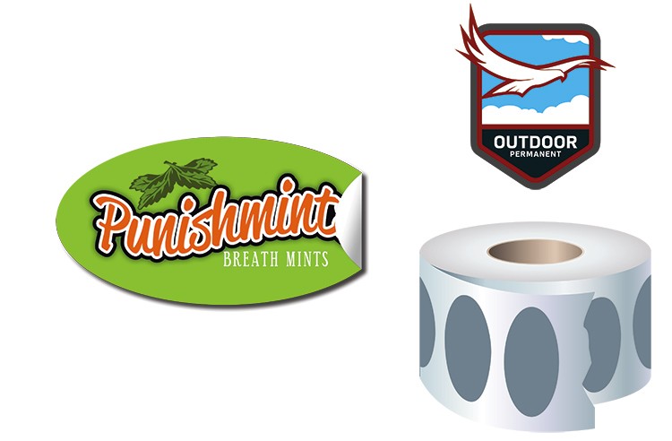Roll Stickers / Decal - Outdoor Permanent - 2x1 Oval Shape 2