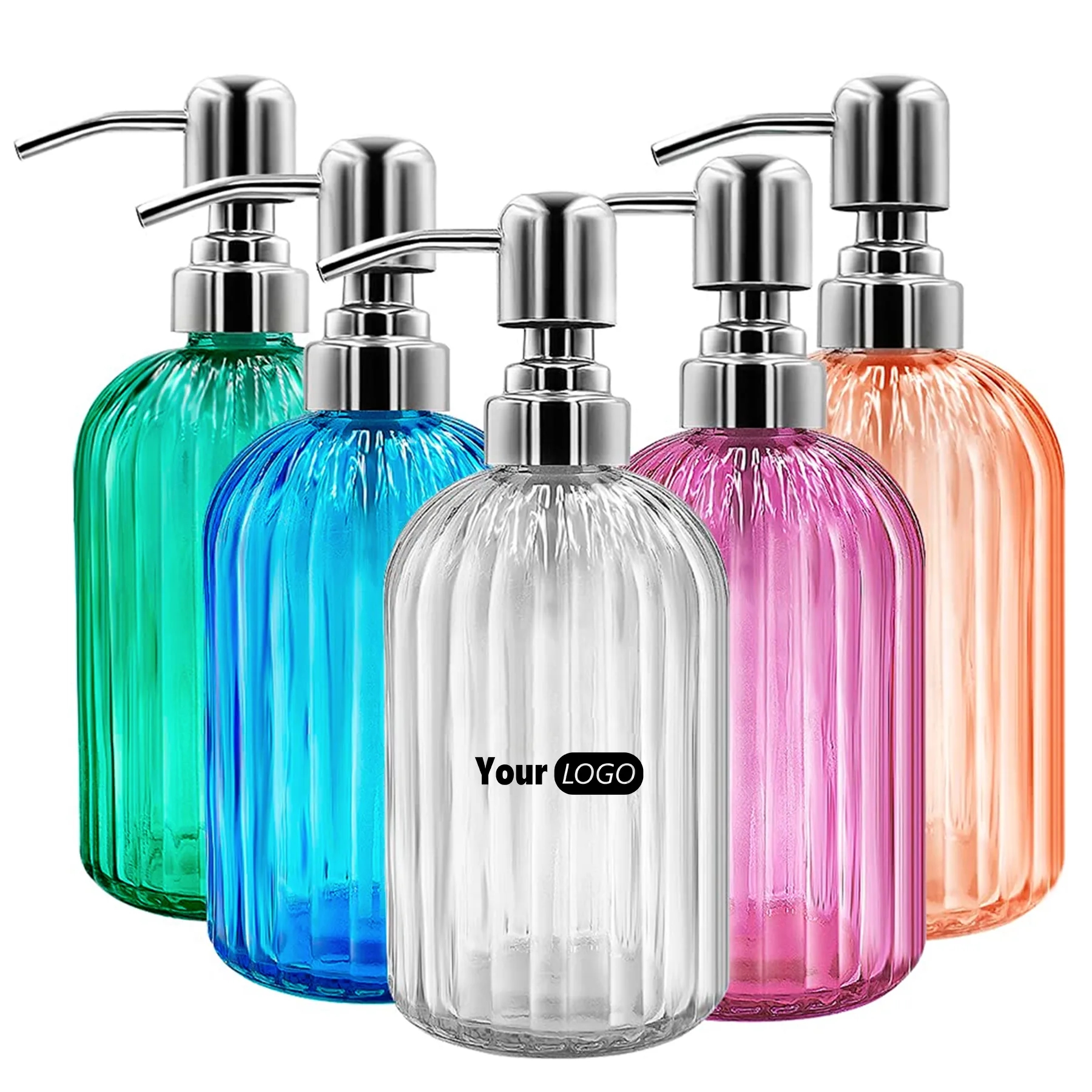 14 OZ Colorful Liquid Soap Refill Glass Dispenser 2