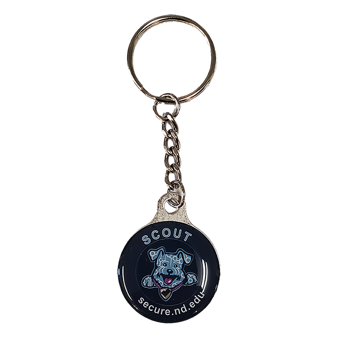 Key Chain / Tag, custom single sided imprint at 1-1/8" diameter with metal backer 3