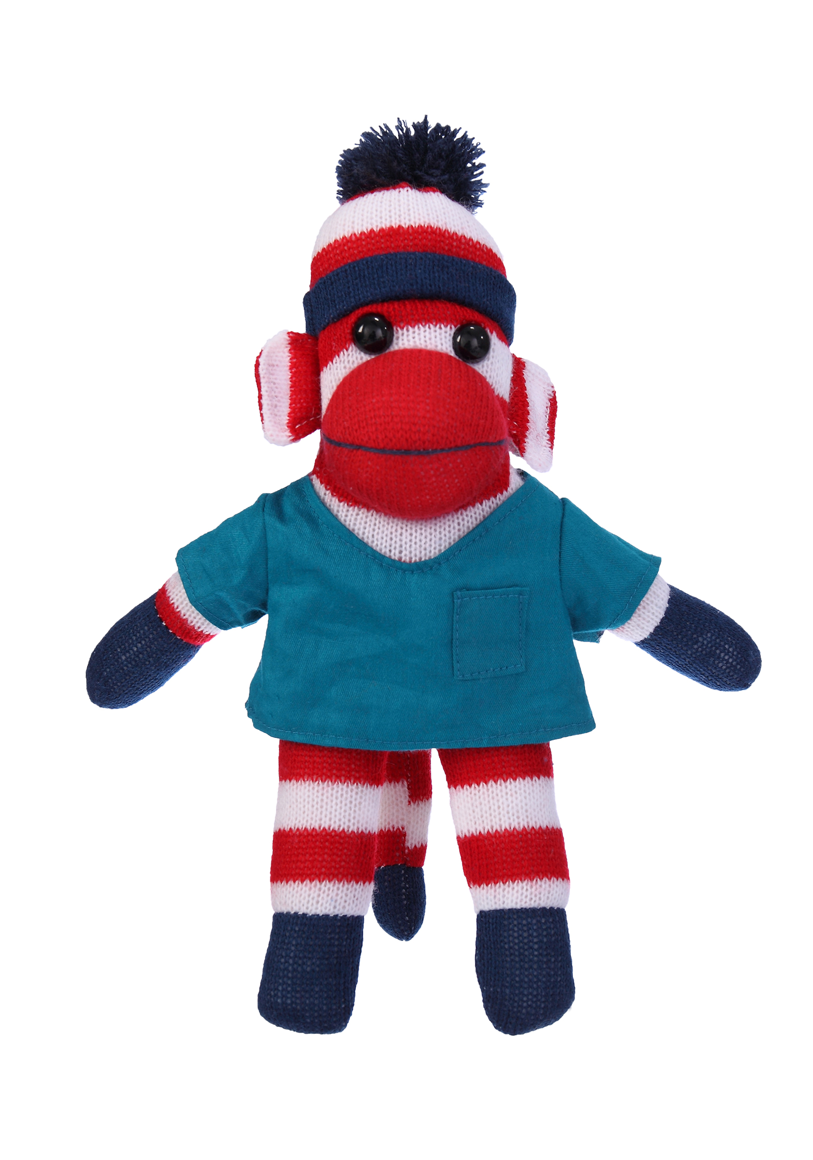Patriotic Sock Monkey in Scrub Shirt