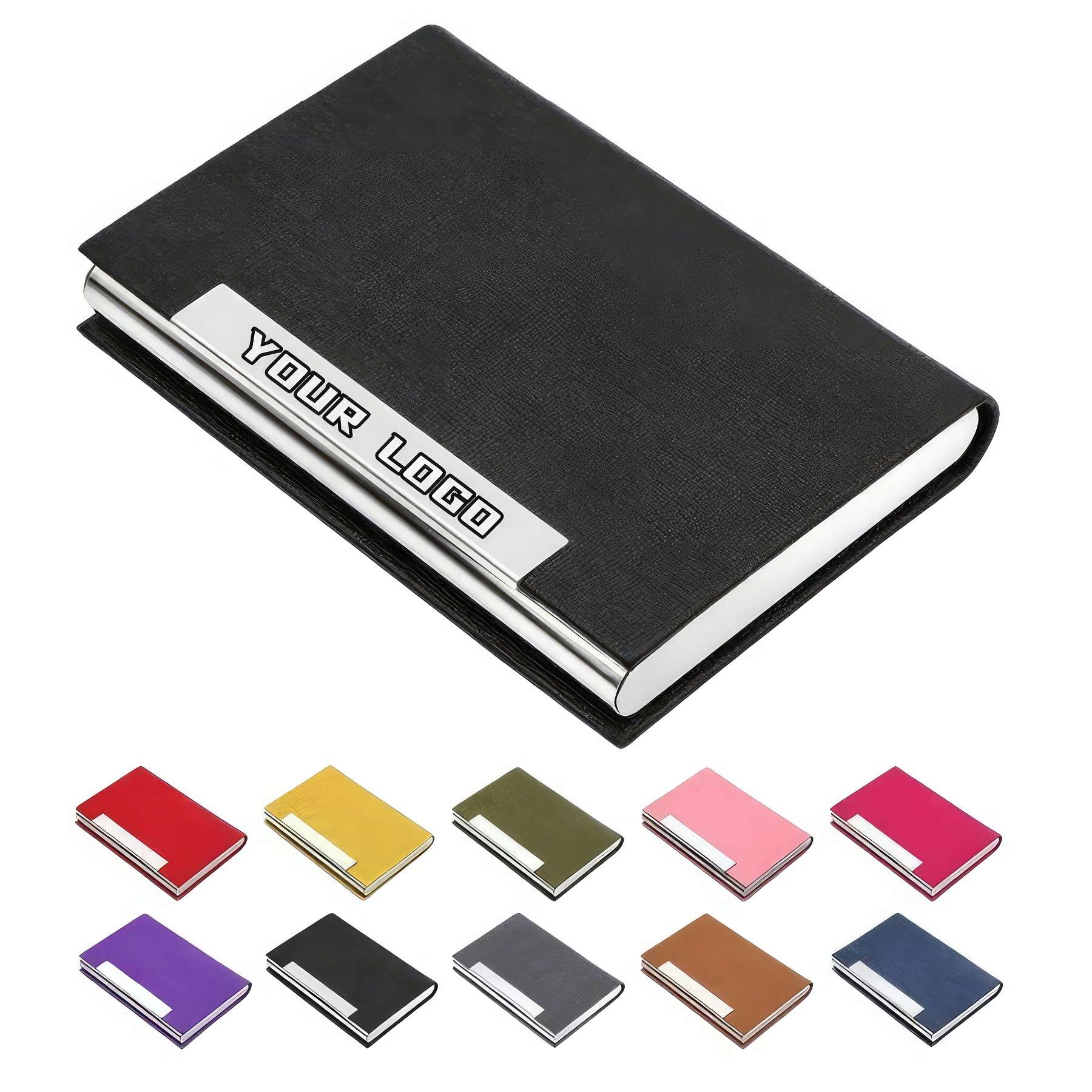 PU Leather & Stainless Steel Business Card Holder 2