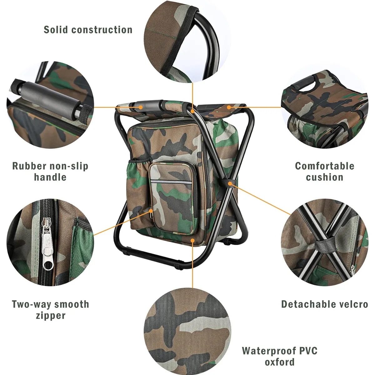 Folding Camping Stool Backpack with Cooler Insulated Bag 5