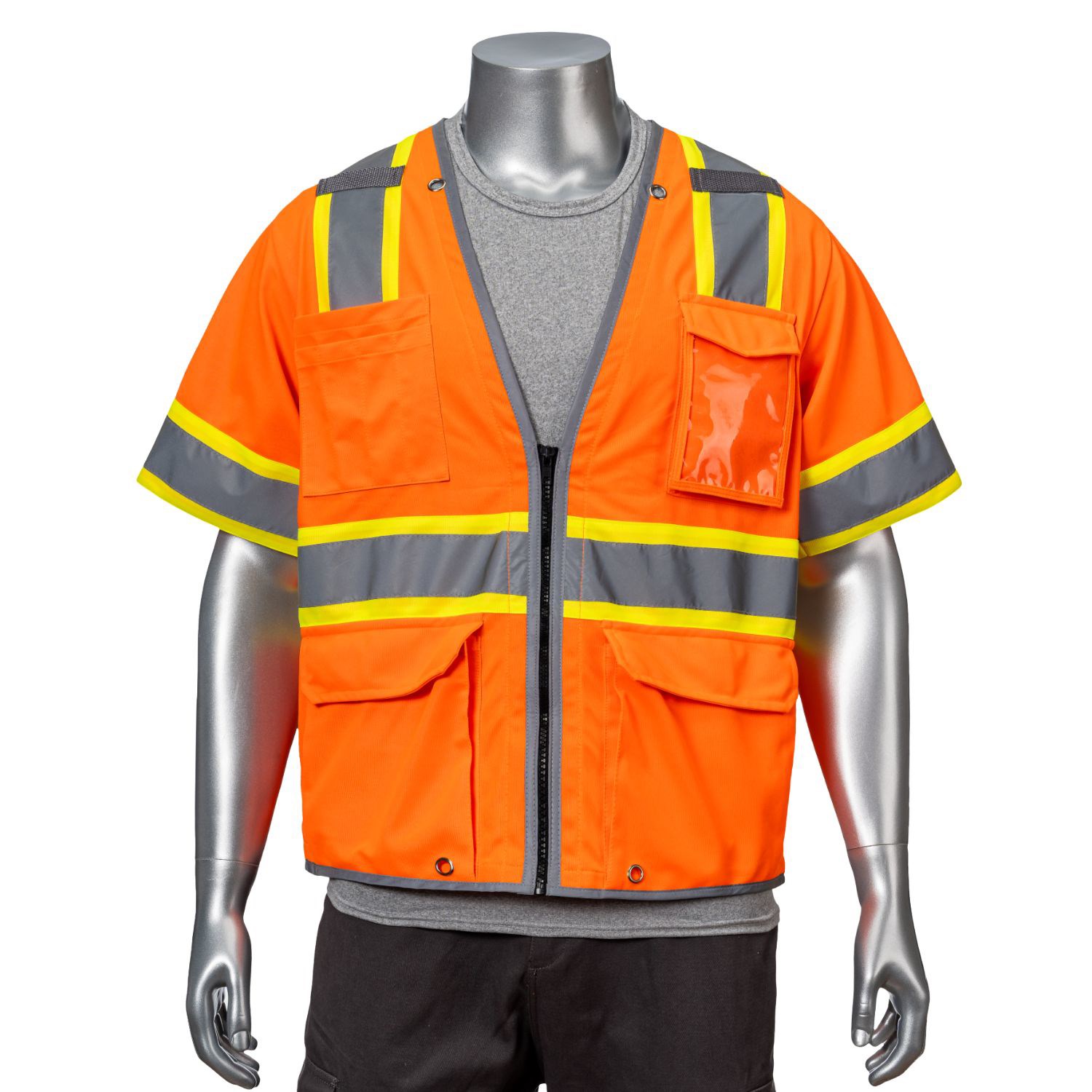 3.8oz. Knitted Class 3 Two Tone Reflective Safety Vest with Dual Mic Tab & 4 Pockets 8