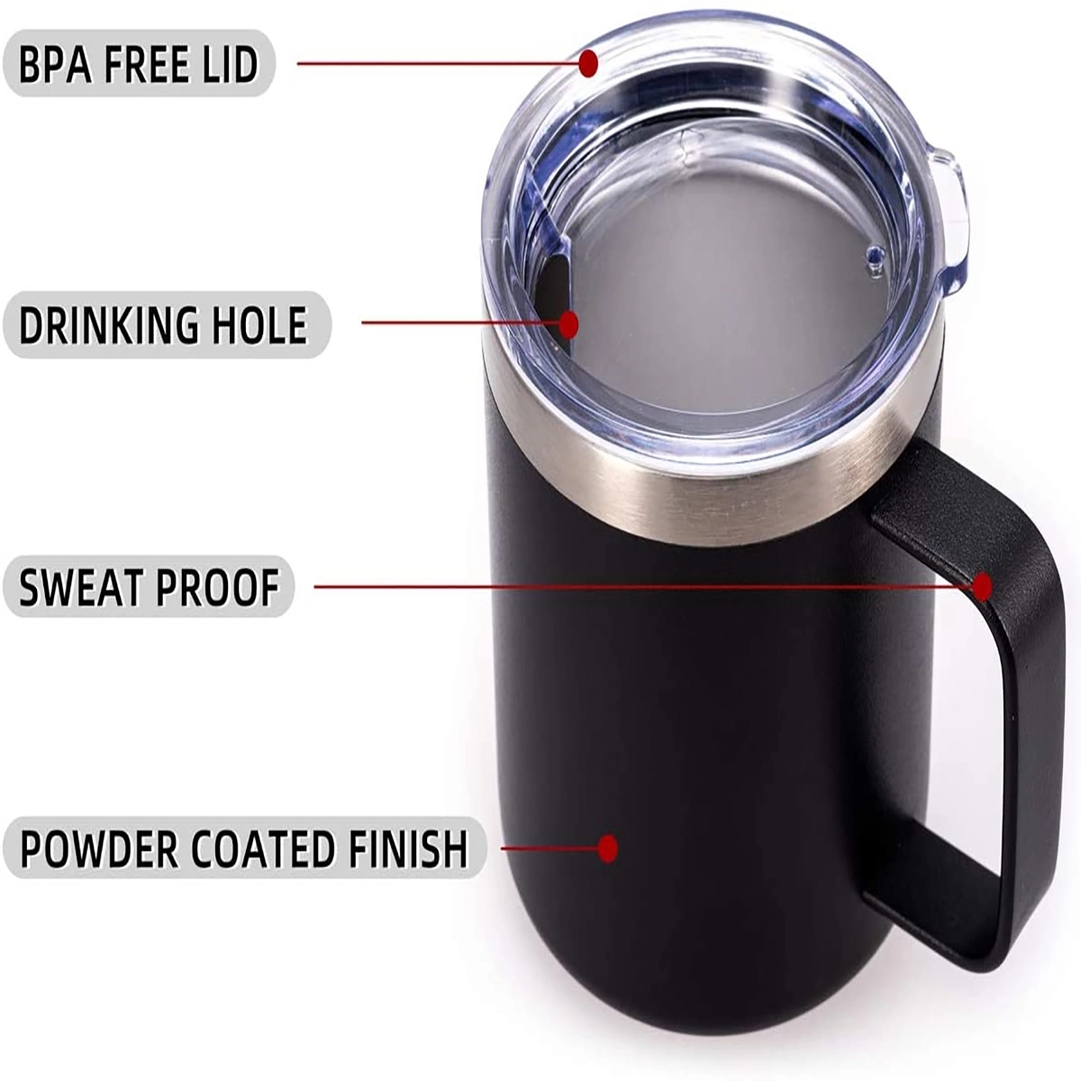 12oz Stainless Steel Coffee Mug Cup with Lid and Handle 4