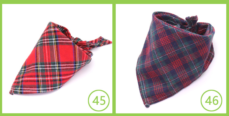 Dog Bandana Plaid Reversible Triangle Bibs Scarf 8