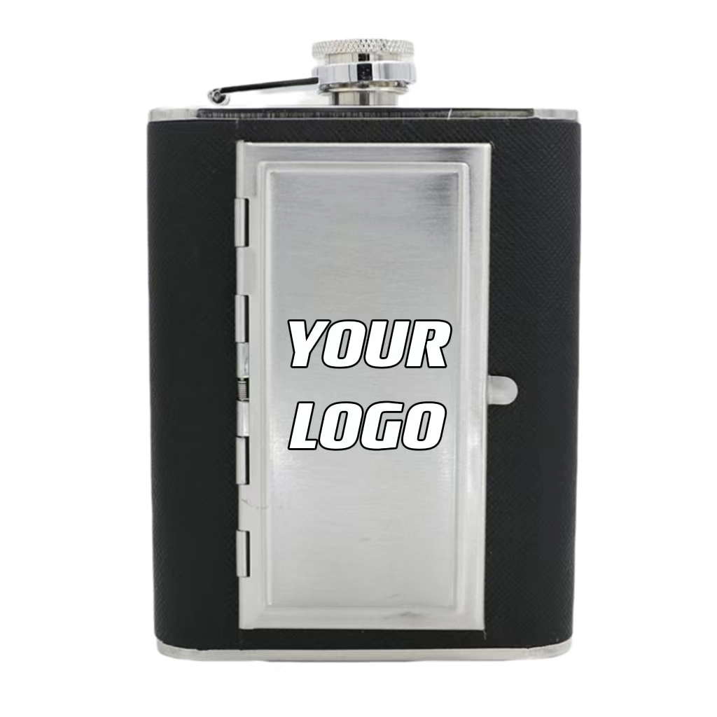 5 / 6 oz Stainless Steel Liquor Flask With Cigarette Case 2