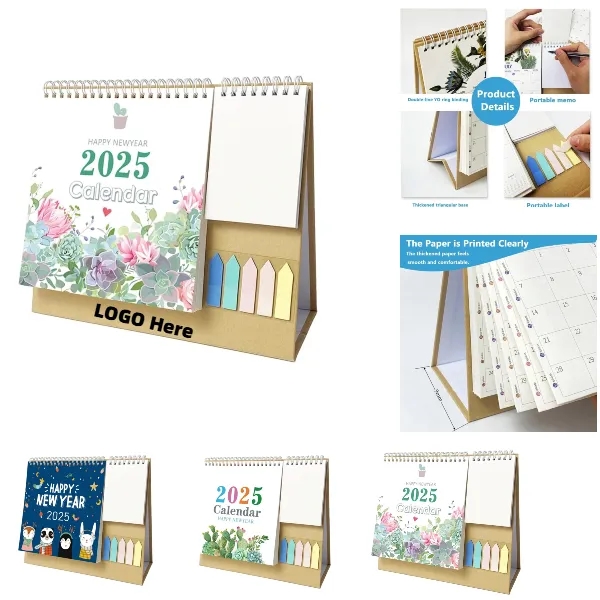 2025 Calendar with Label Stickers and Note Pads 3