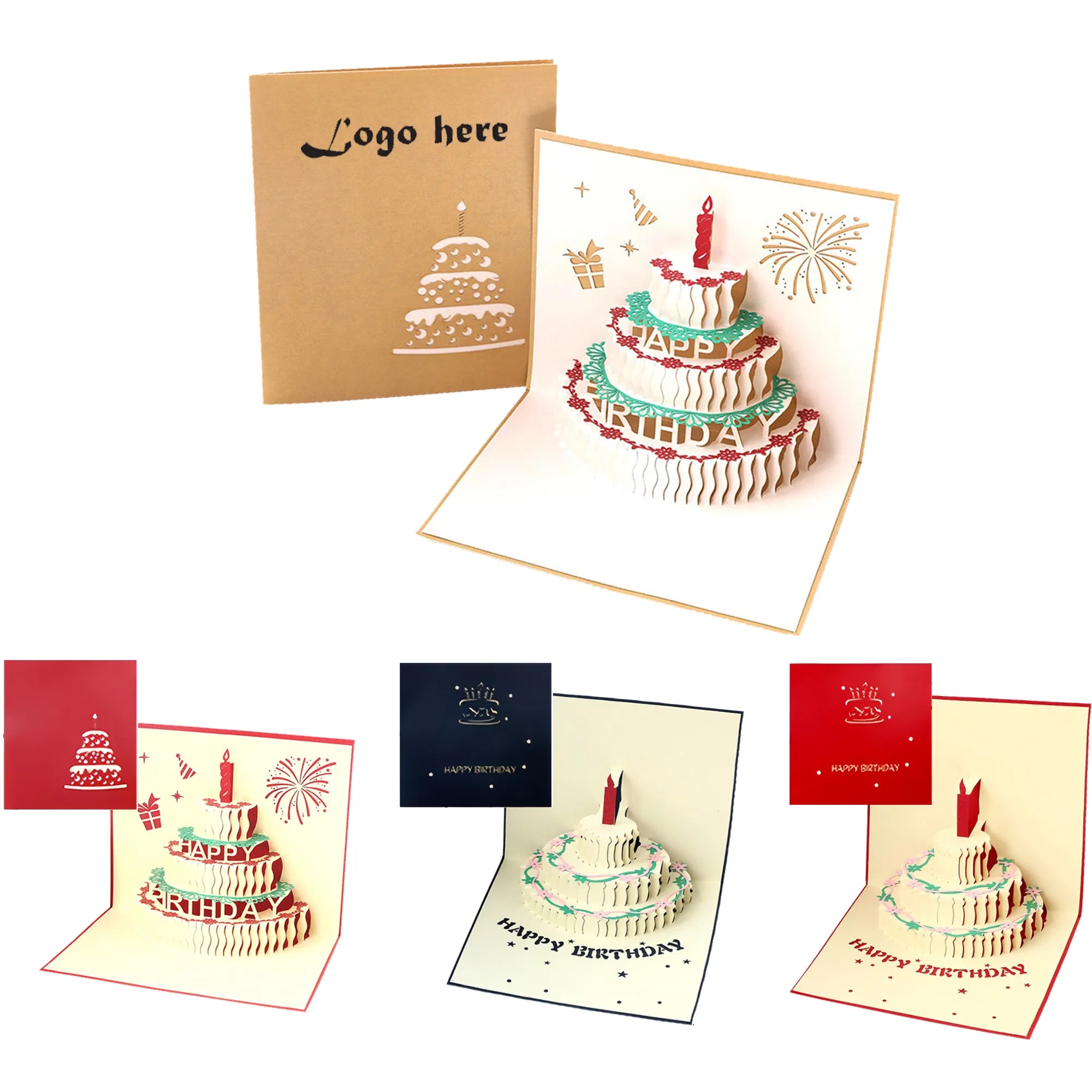 3D Cake Happy Birthday Greeting Card MOQ 50PCS 2