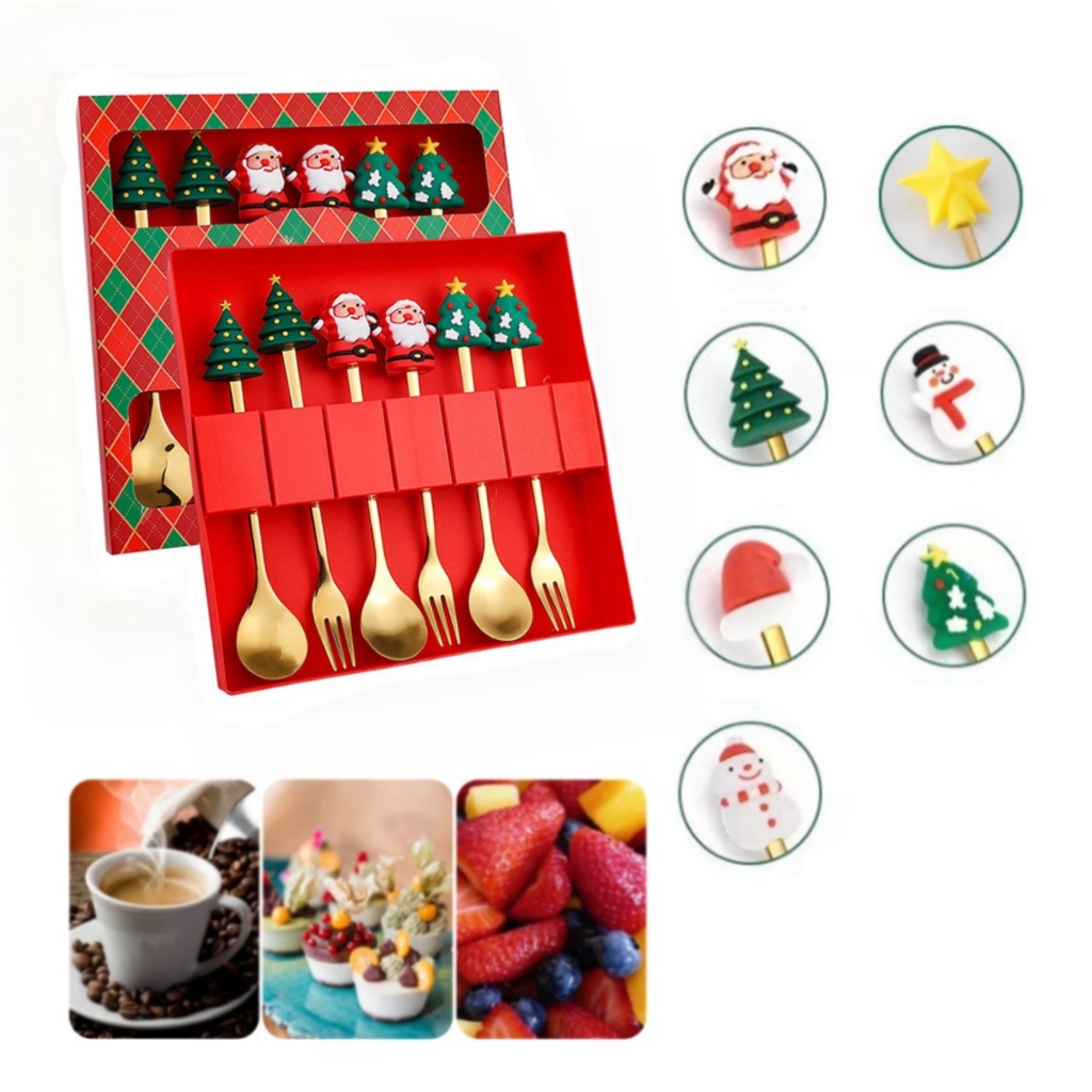 Christmas Dessert Spoon & Fork (6 pcs) 1