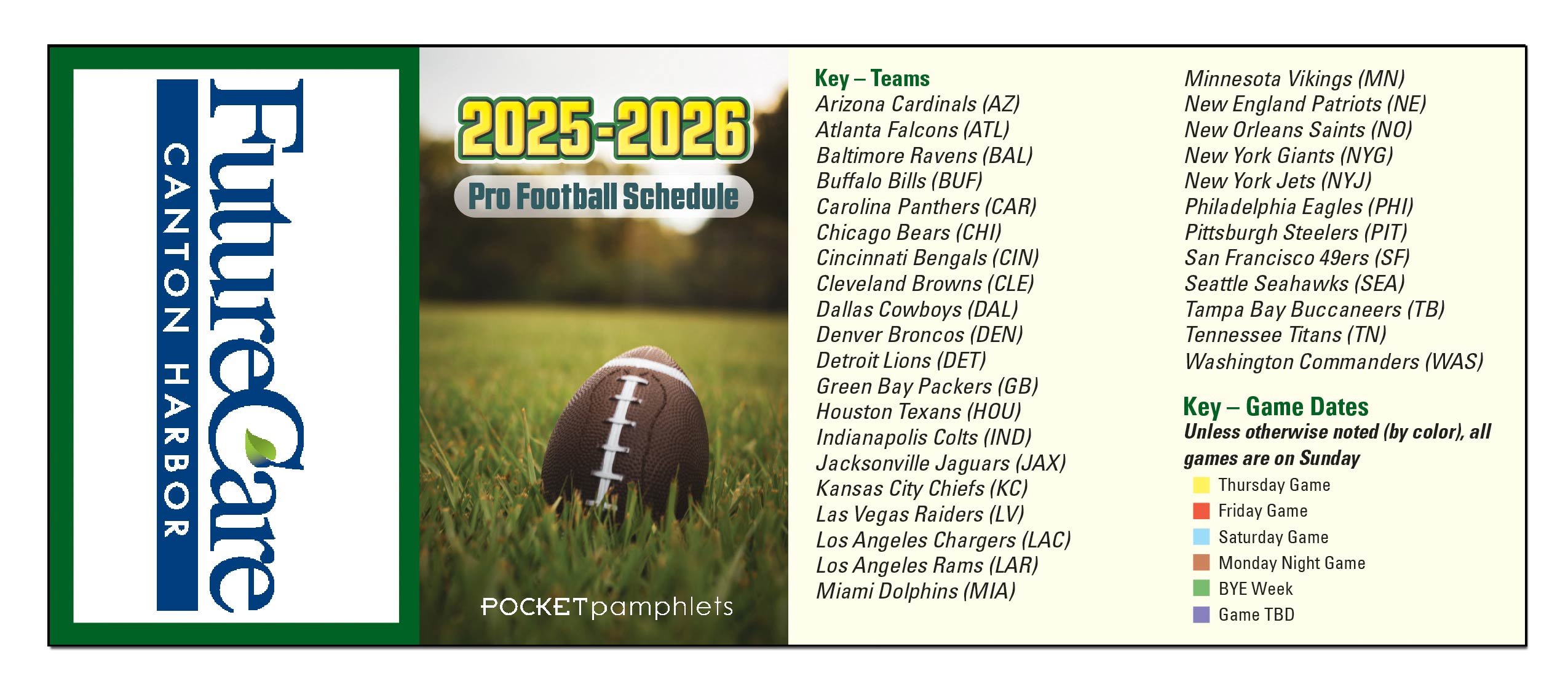 POCKET PAMPHLET - Pro Football Schedule Pocket Pamphlet 2