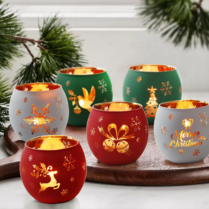 Christmas Decorative Glass Candle Holders - Set of 6 5
