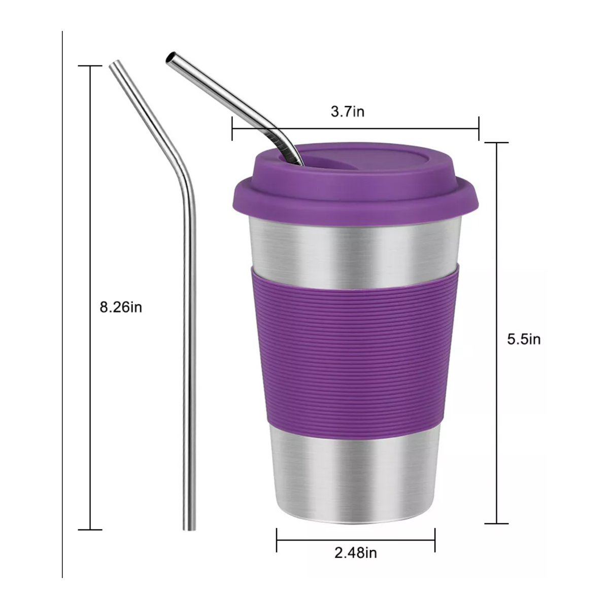 17Oz. Stainless Steel Tumbler with Reusable Straw 1