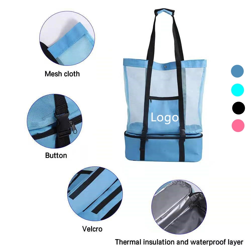 Beach Tote Bag with Insulated Can Cooler 3