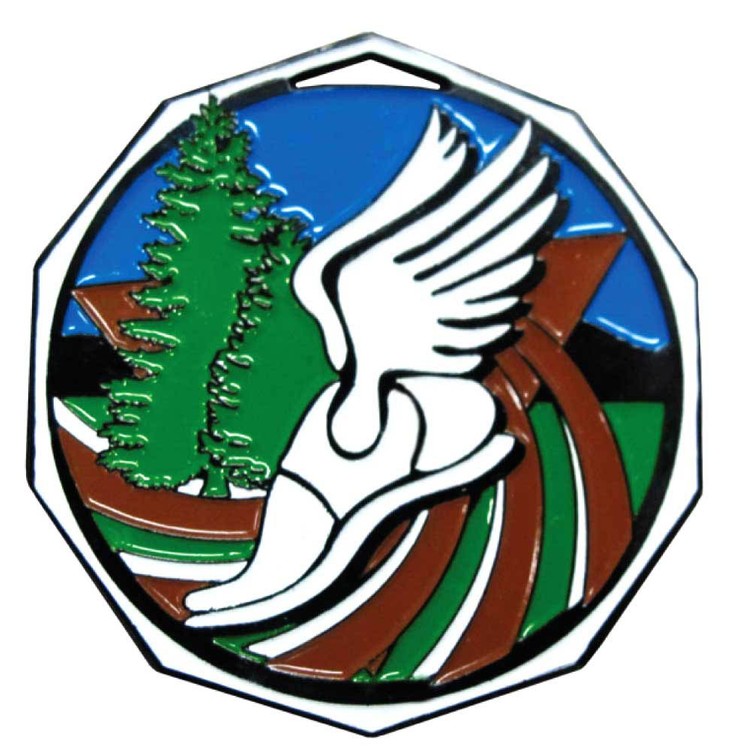 Cross Country Decagon Colored Medallion (2")