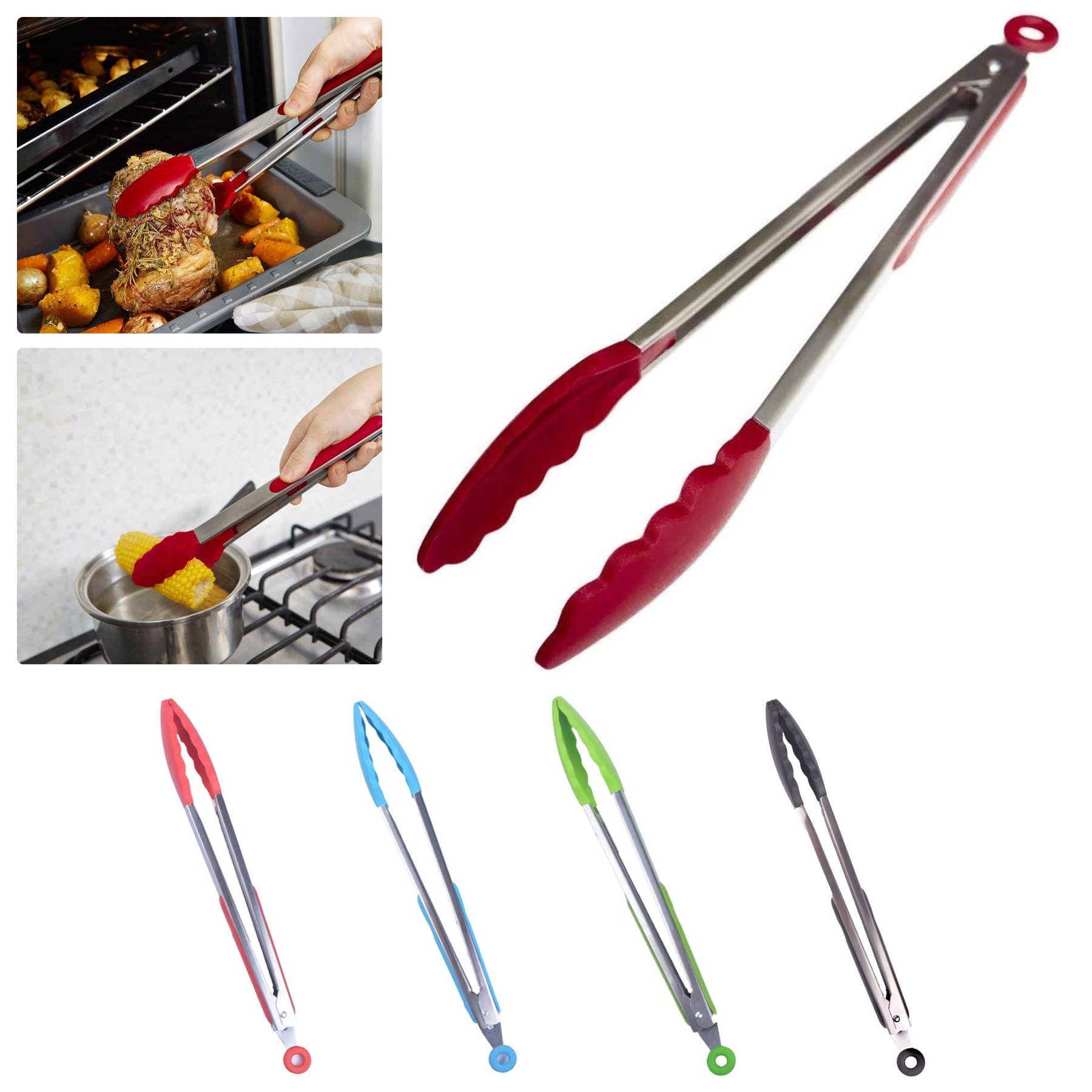 Non Stick Stainless Steel Tongs With Silicone Tip 3
