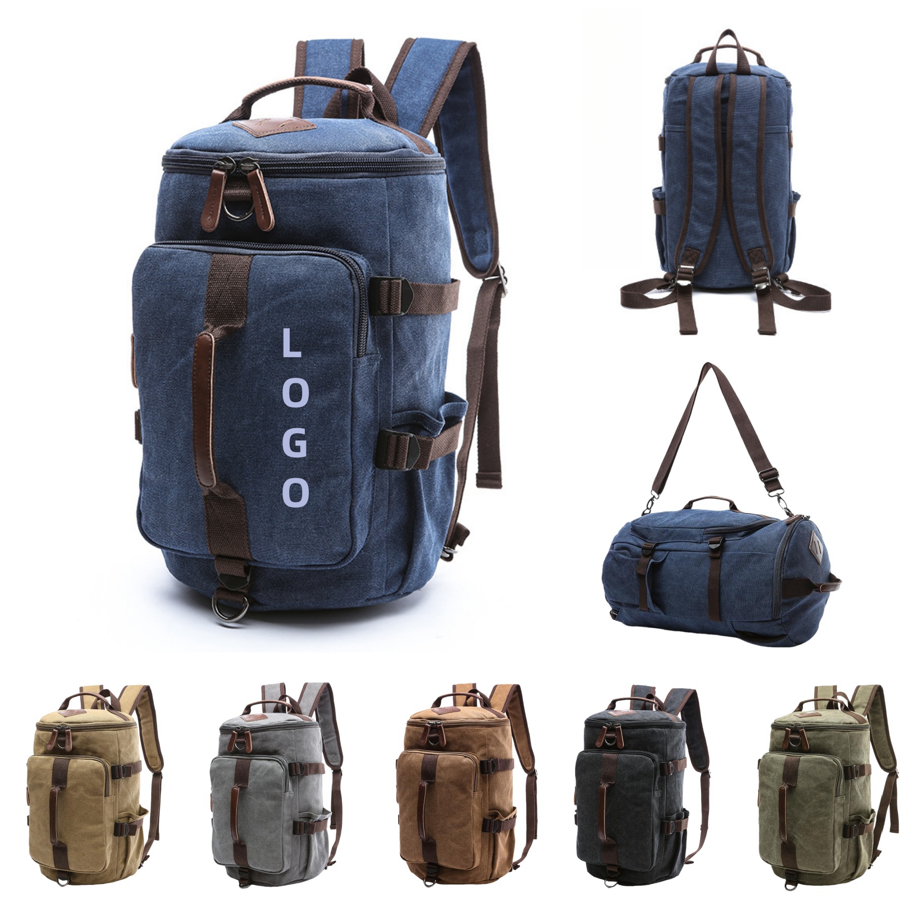 Vintage Canvas Convertible Travel Backpack 6